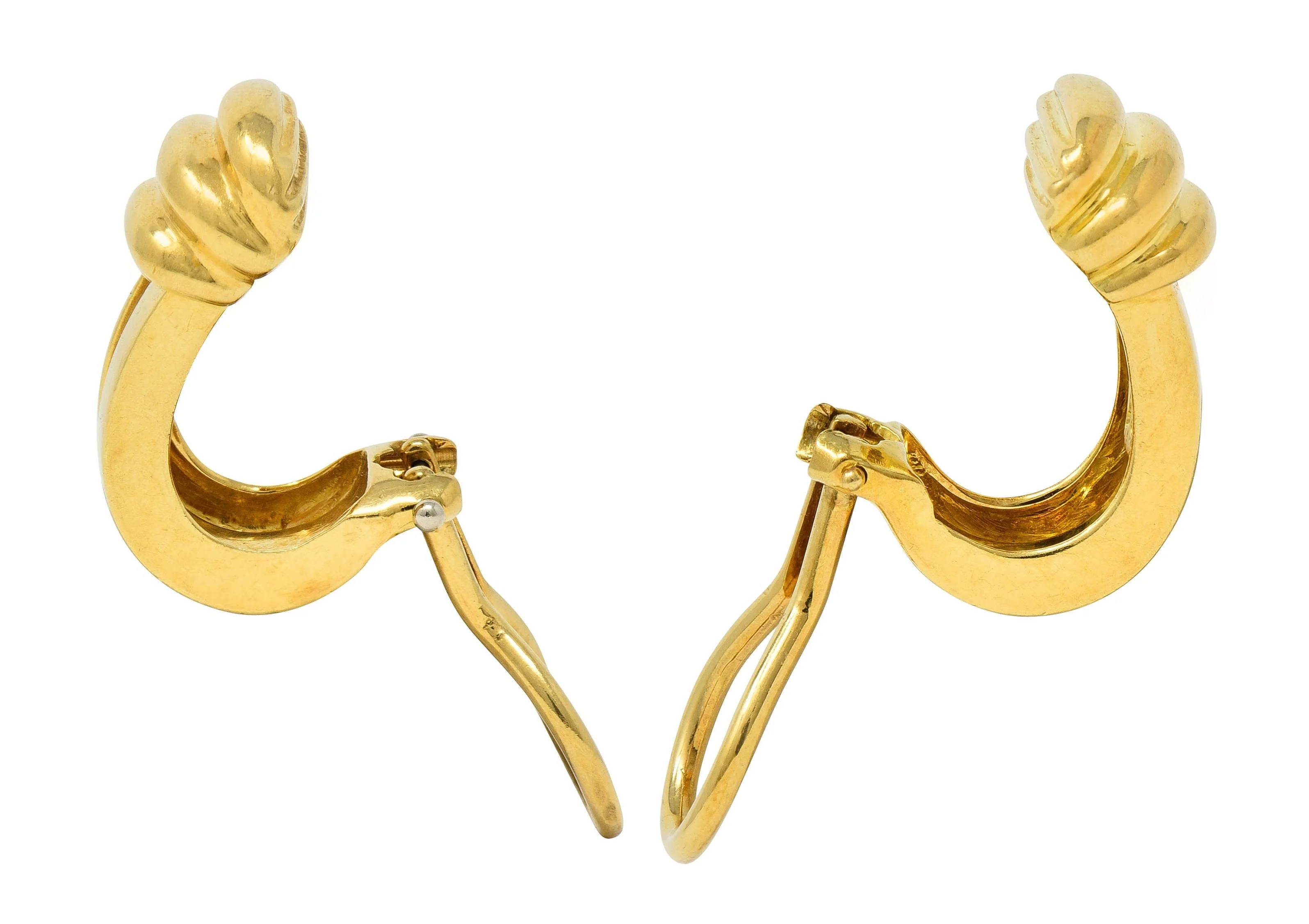 Tiffany & Co. 1995 18 Karat Yellow Gold Vintage Atlas J-Hoop Ear-Clip Earrings - Image 6