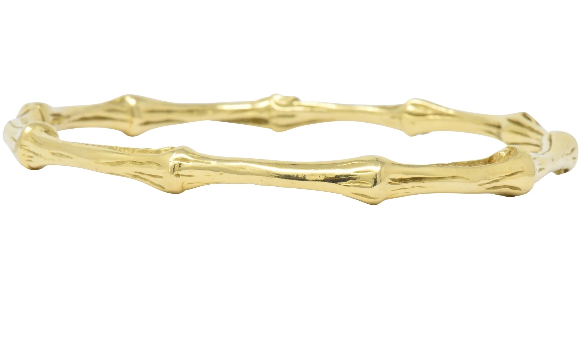 Tiffany & Co. 1996 18 Karat Yellow Gold Bamboo Bangle Bracelet - Image 4