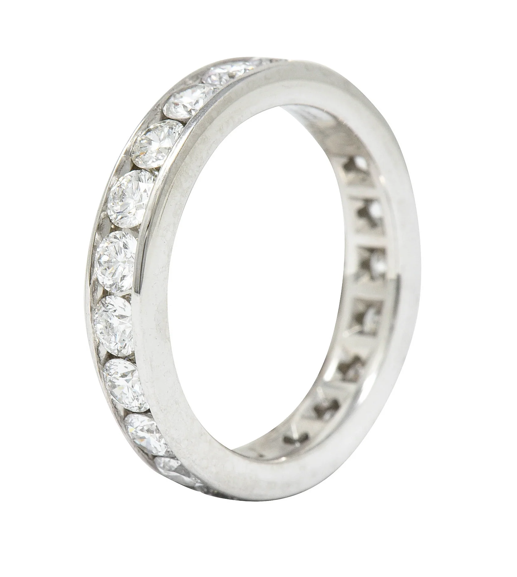 Tiffany & Co. 2.10 CTW Diamond Platinum Channel Eternity Band Ring - Image 2