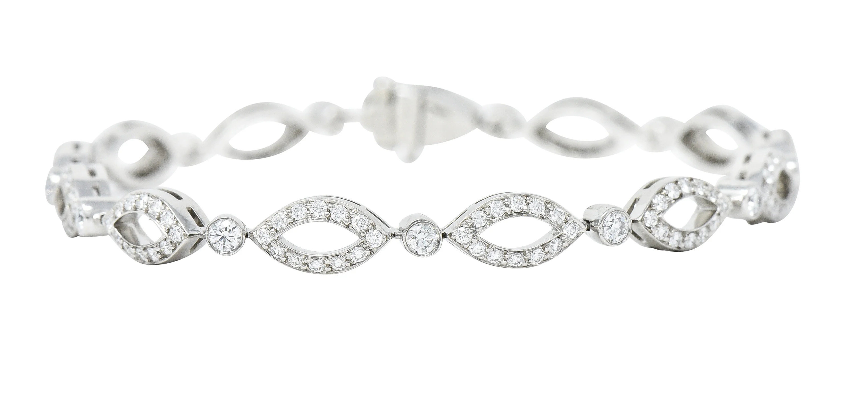 Tiffany & Co. 2.12 CTW Diamond Platinum Navette Jazz Contemporary Line Bracelet - Image 4