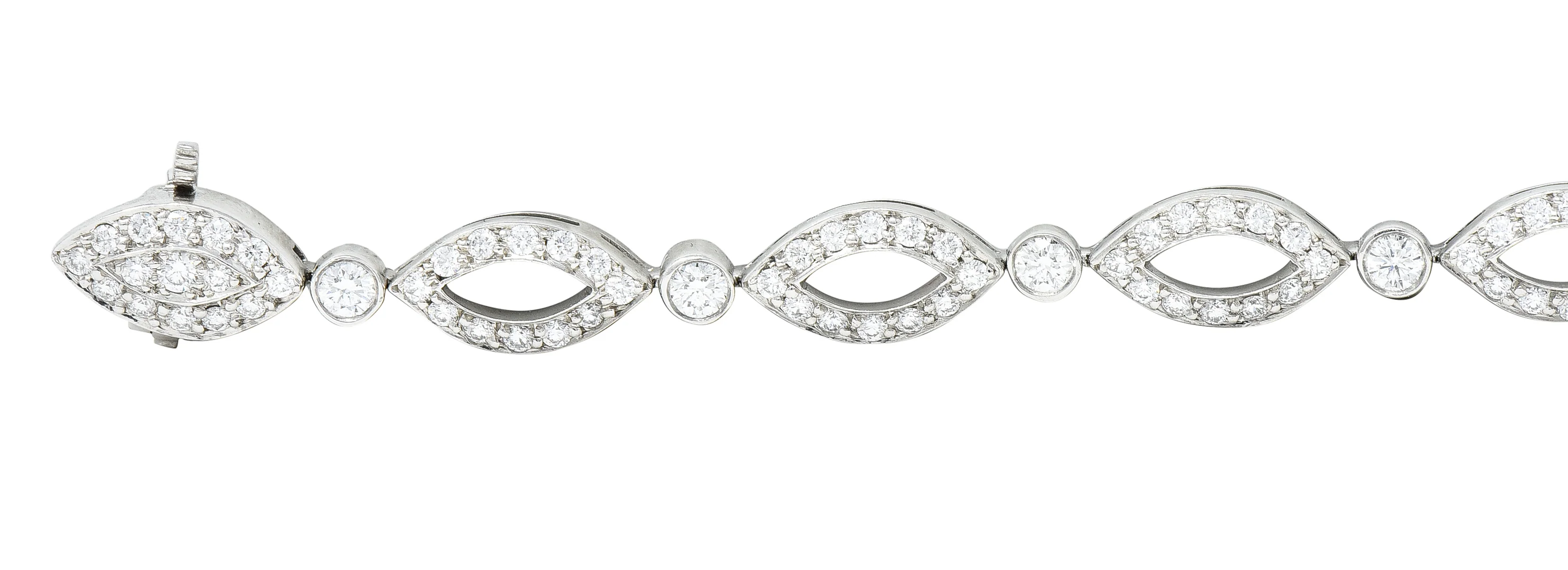 Tiffany & Co. 2.12 CTW Diamond Platinum Navette Jazz Contemporary Line Bracelet - Image 6