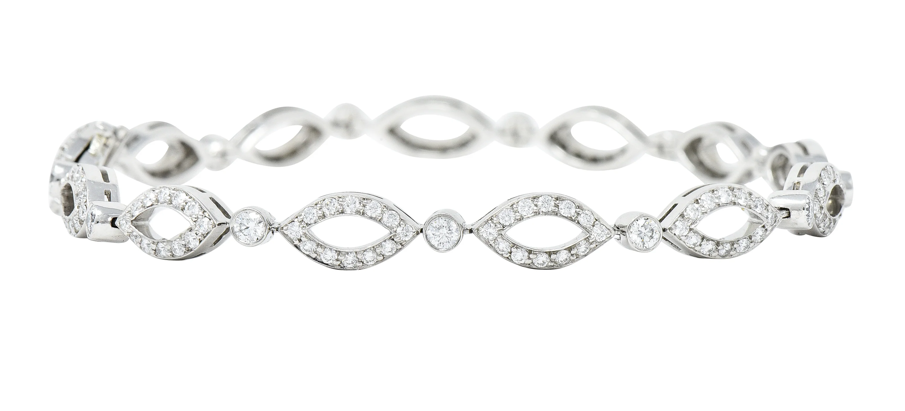 Tiffany & Co. 2.12 CTW Diamond Platinum Navette Jazz Contemporary Line Bracelet - Image 9