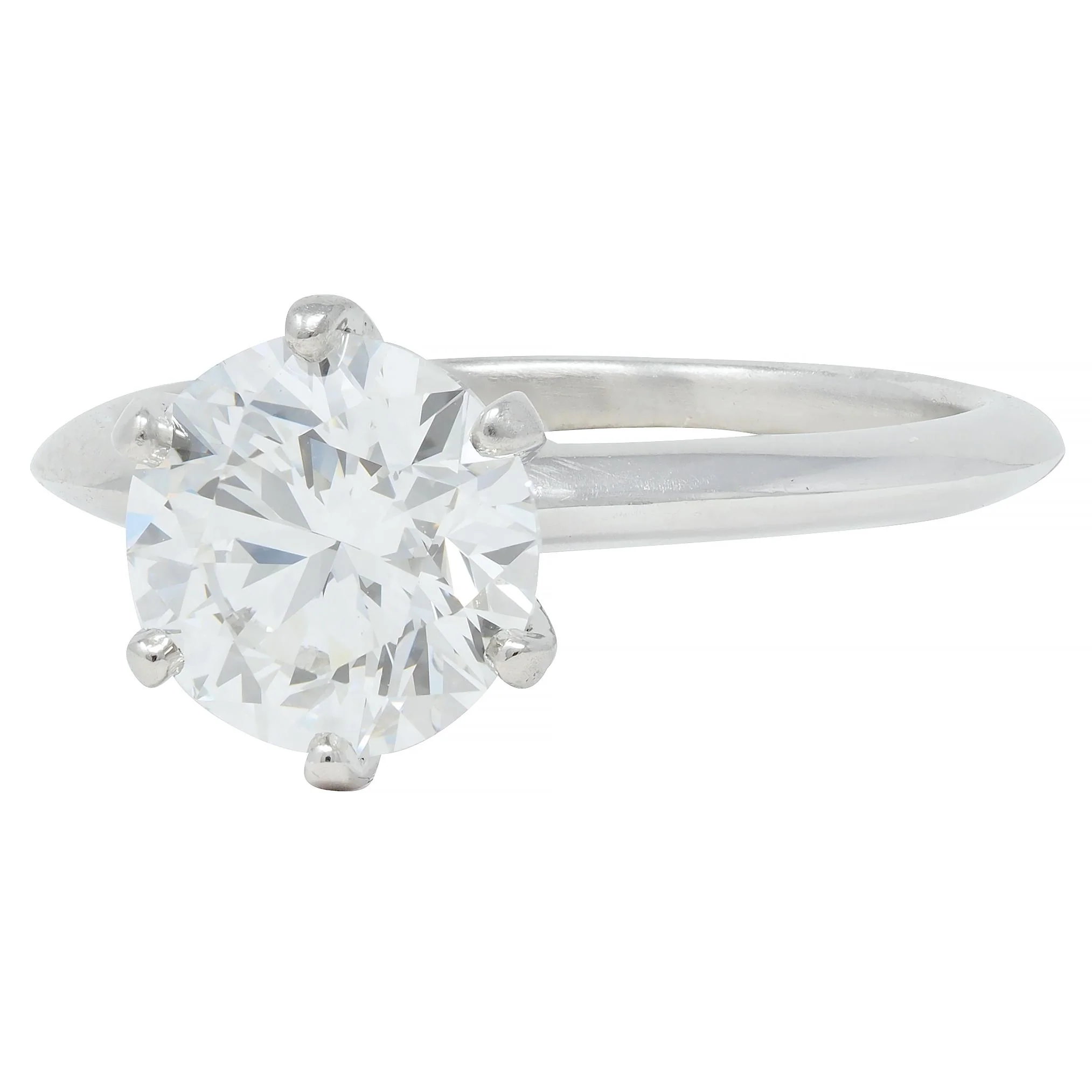Tiffany & Co.  2.67 CTW Round Brilliant Diamond Platinum Solitaire Vintage Engagement Ring - Image 6