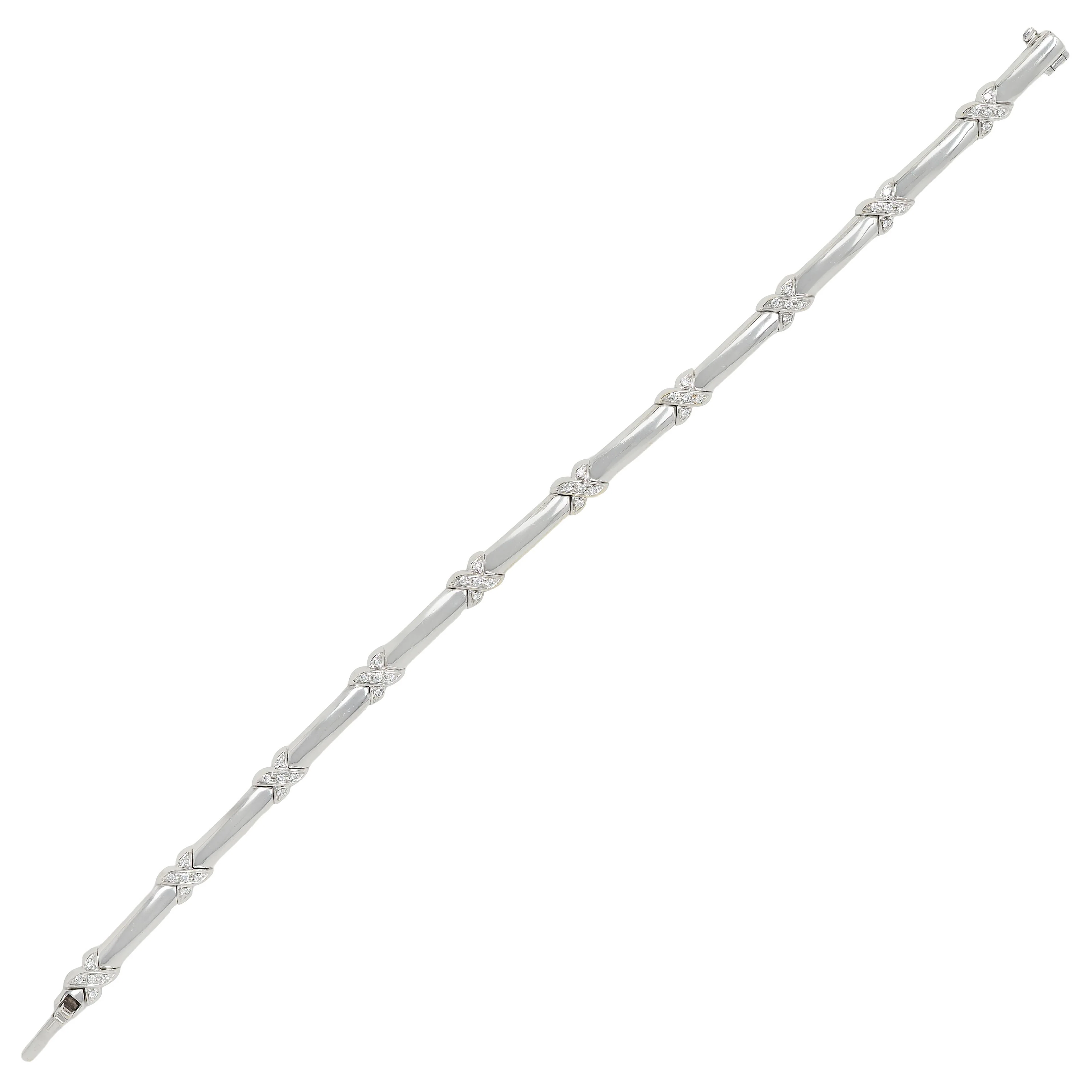 Tiffany & Co. 2000's Diamond 18 Karat White Gold X Link Bracelet - Image 2
