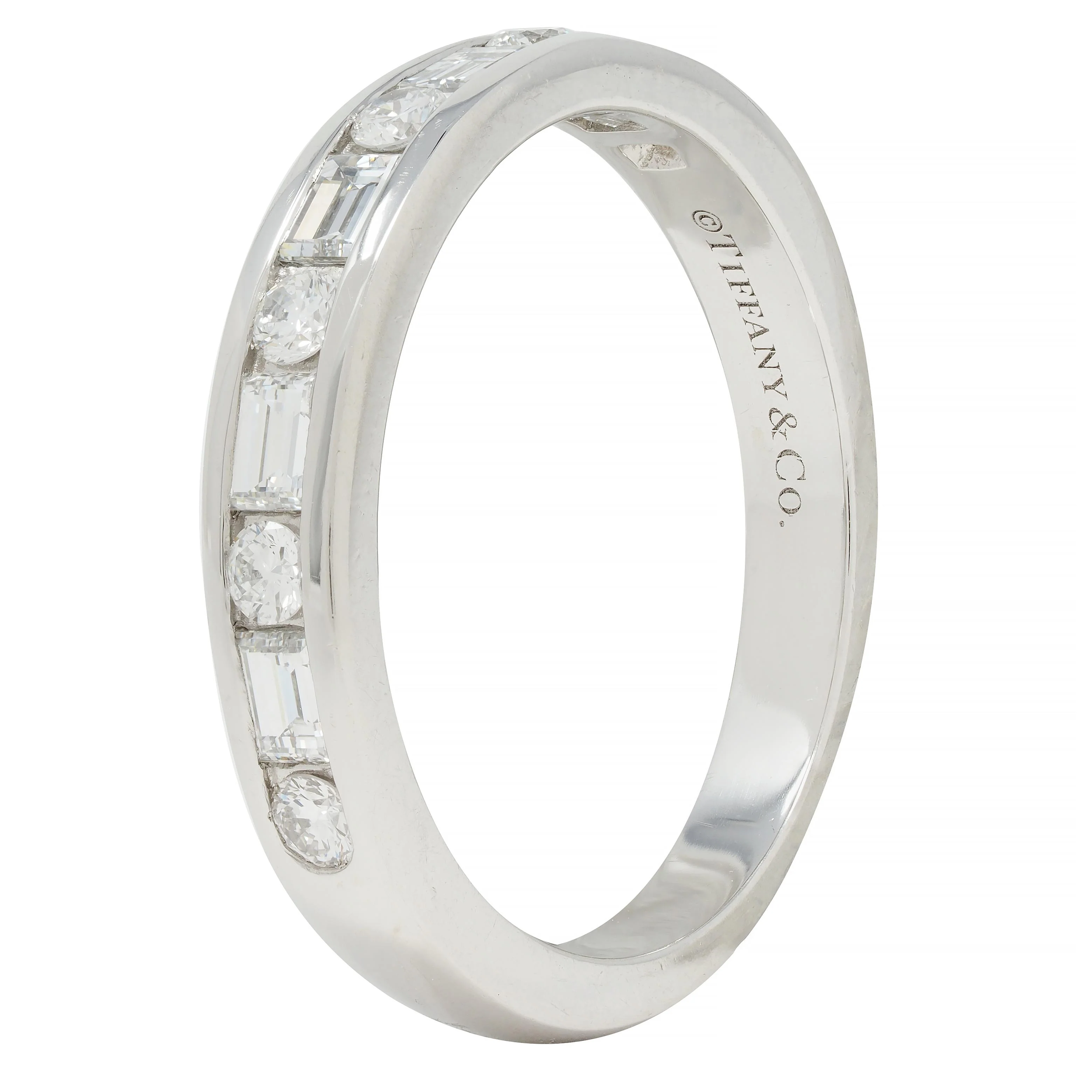 Tiffany & Co. 2000s 0.66 CTW Diamond Platinum Channel Wedding Band Ring - Image 7