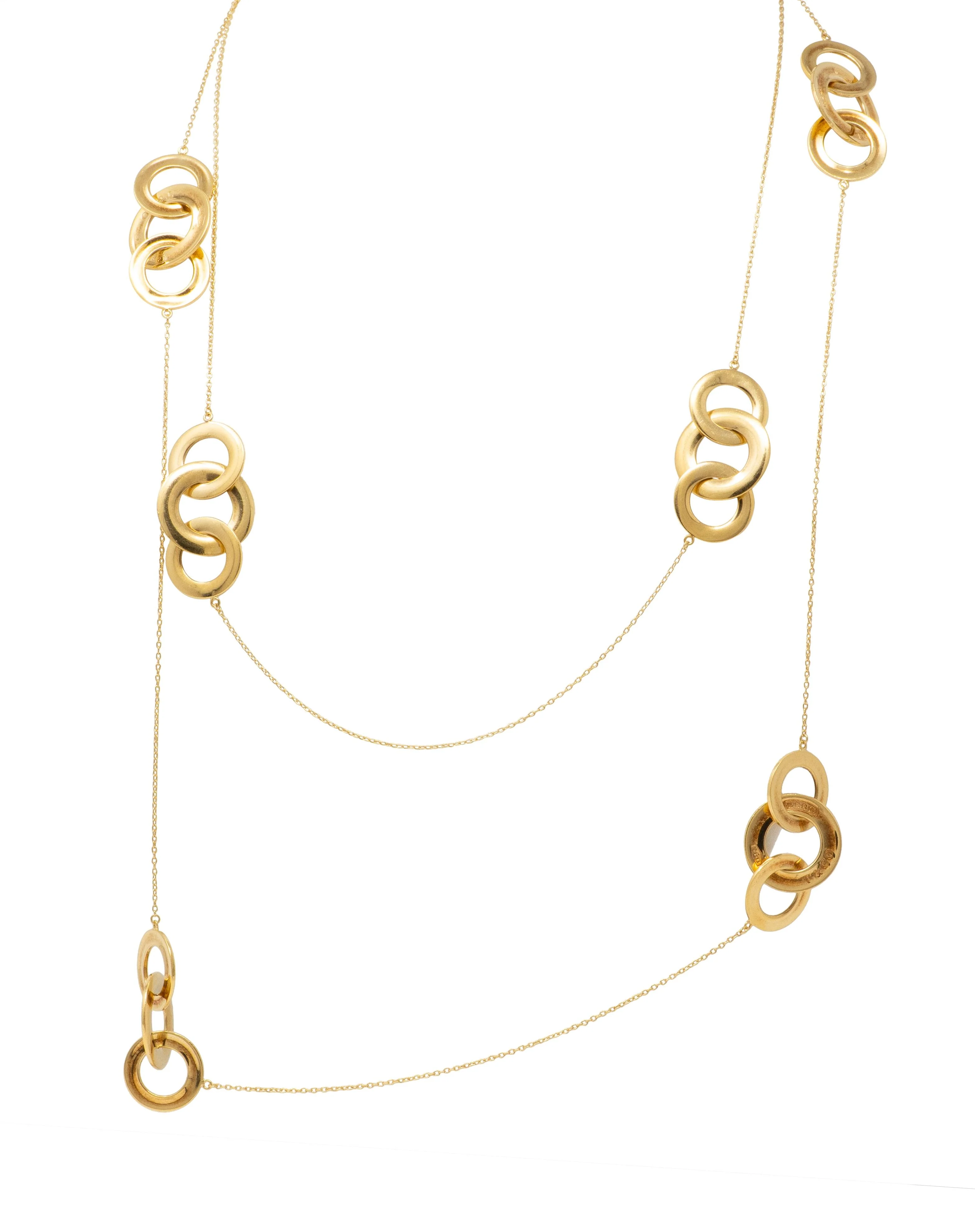 Tiffany & Co. 2000's 18 Karat Yellow Gold Vintage 1837 Interlocking Rings Station Necklace - Image 5
