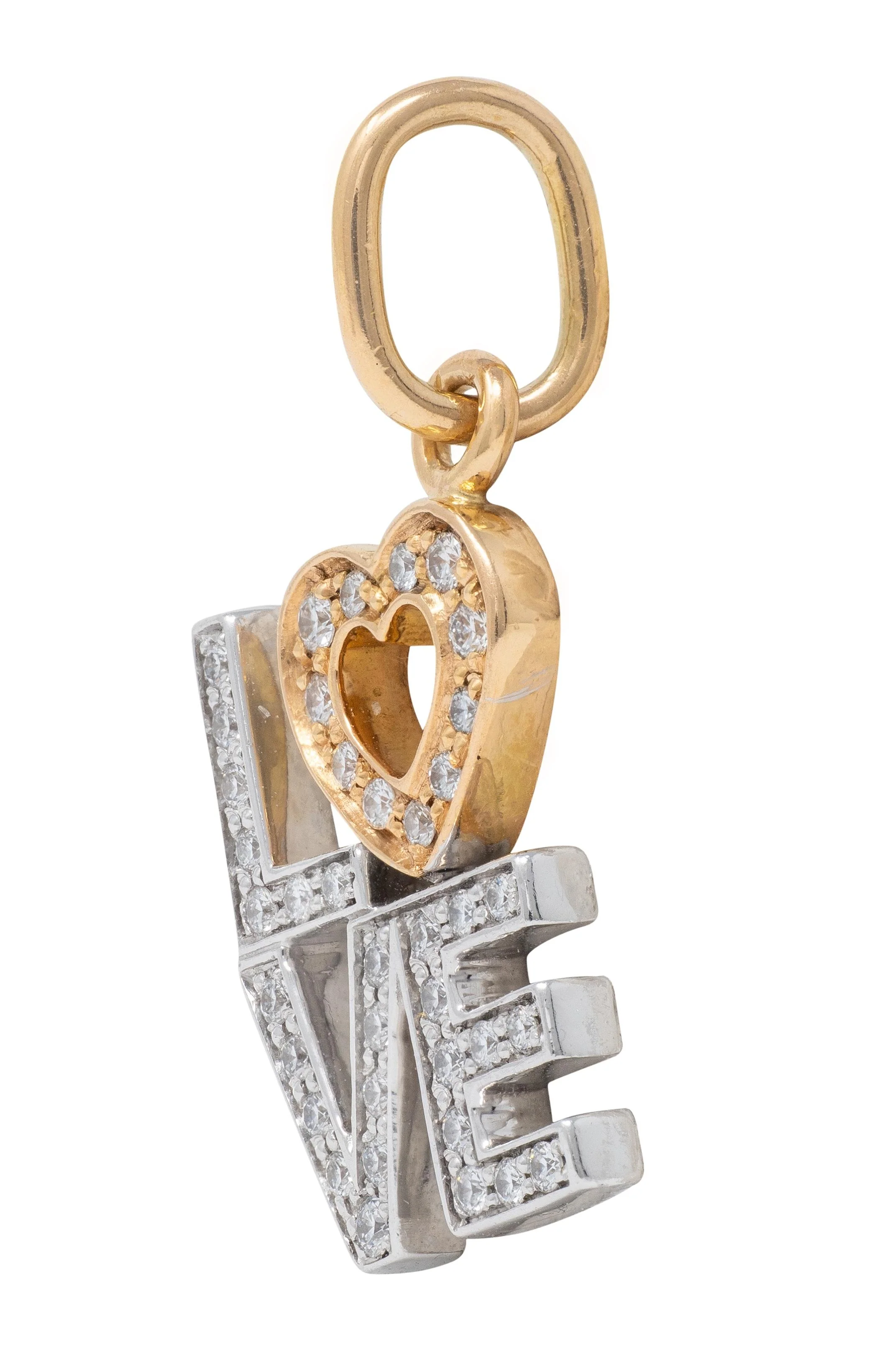 Tiffany & Co. 2000's Diamond 18 Karat Two-Tone Gold Love Charm - Image 2