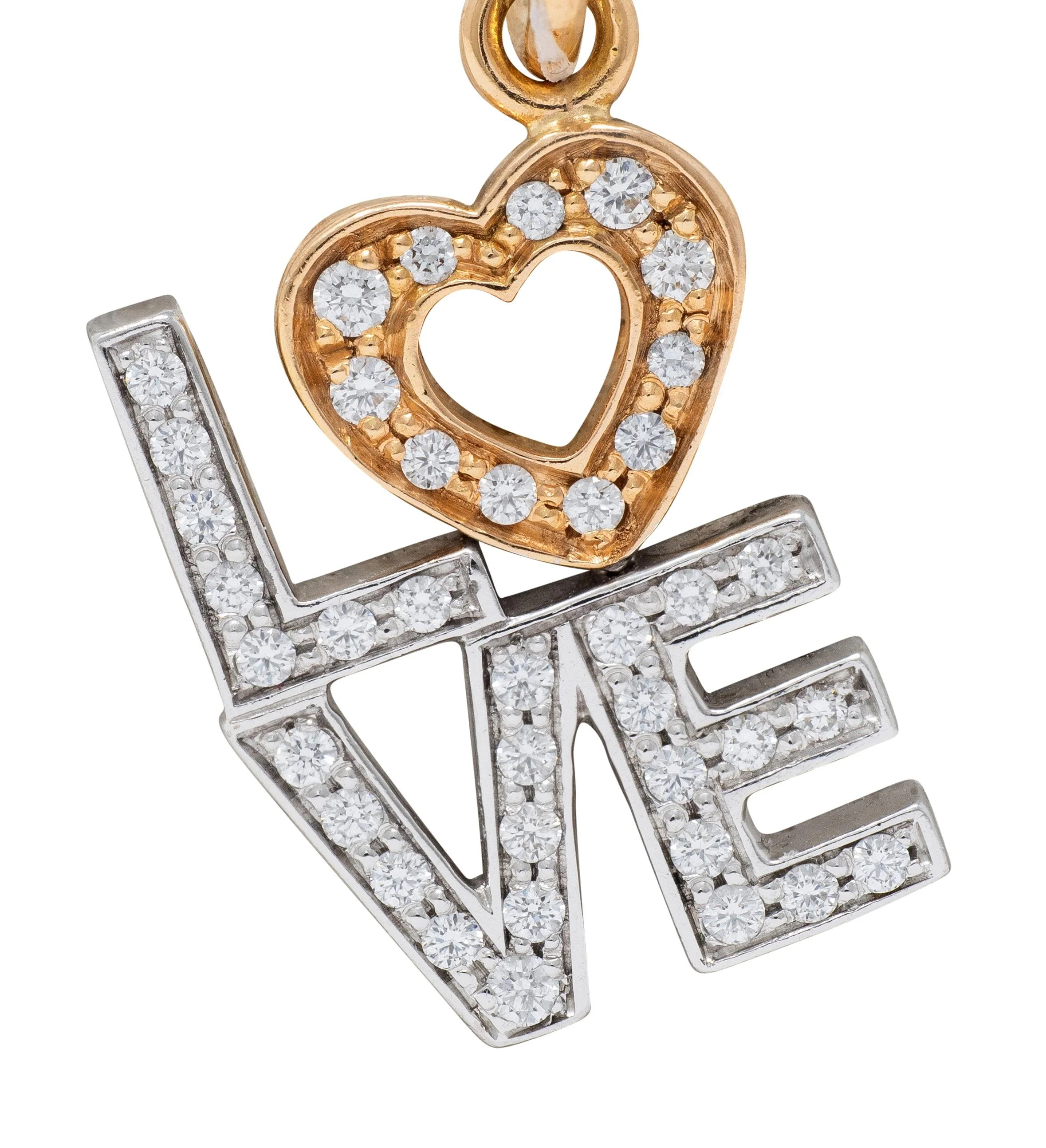 Tiffany & Co. 2000's Diamond 18 Karat Two-Tone Gold Love Charm - Image 5