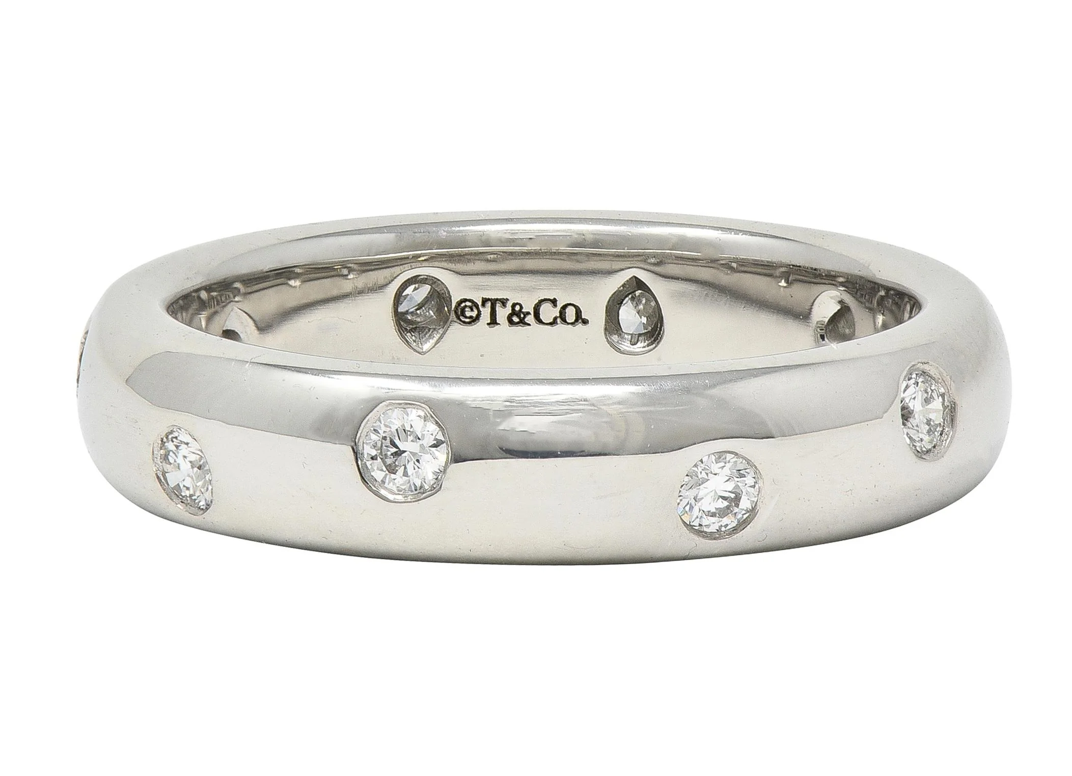 Tiffany & Co. 2000's Diamond Platinum Etoile Band Ring - Image 3