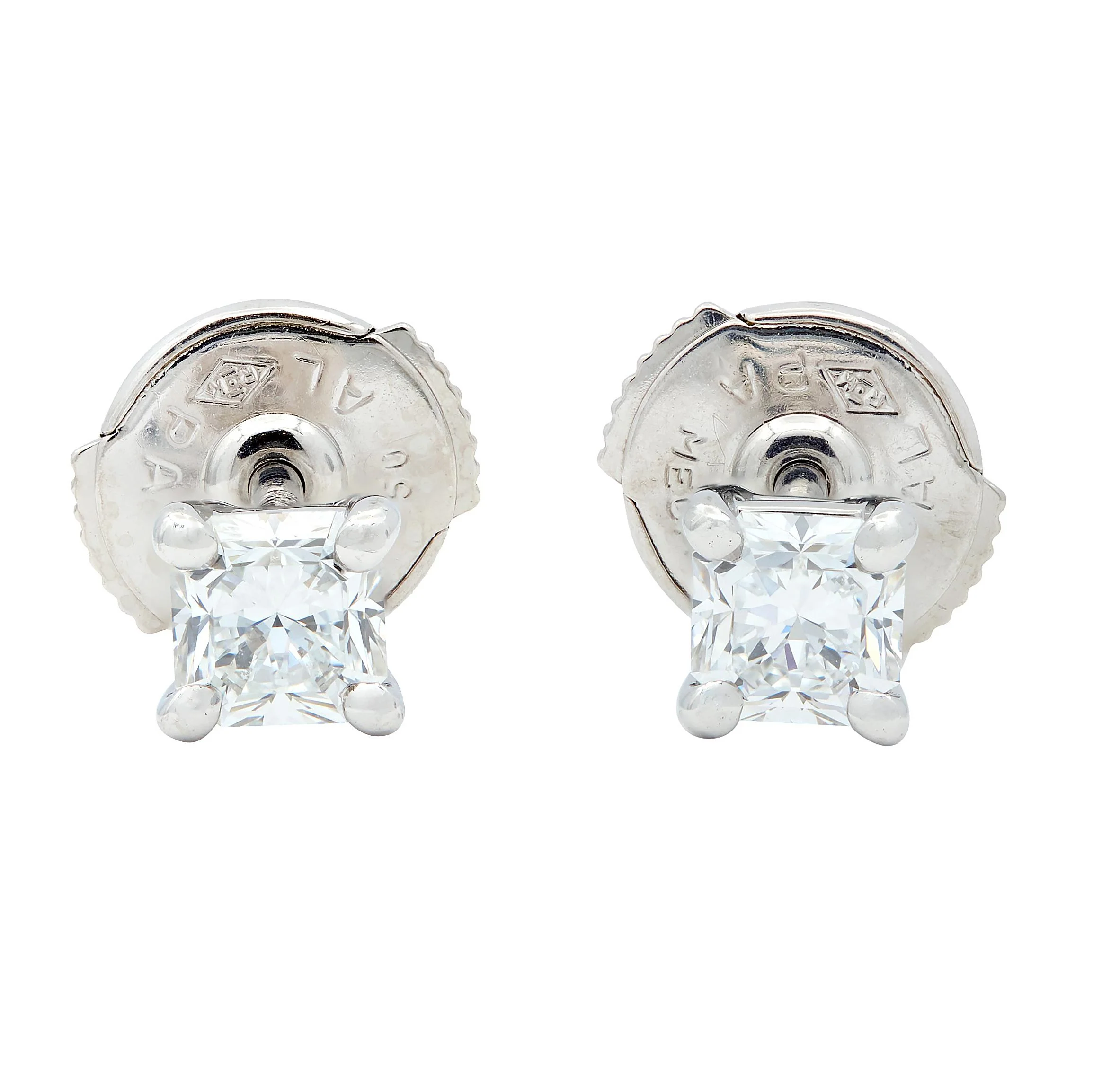 Tiffany & Co. 2000's Lucida Diamond Platinum Stud Earrings - Image 7
