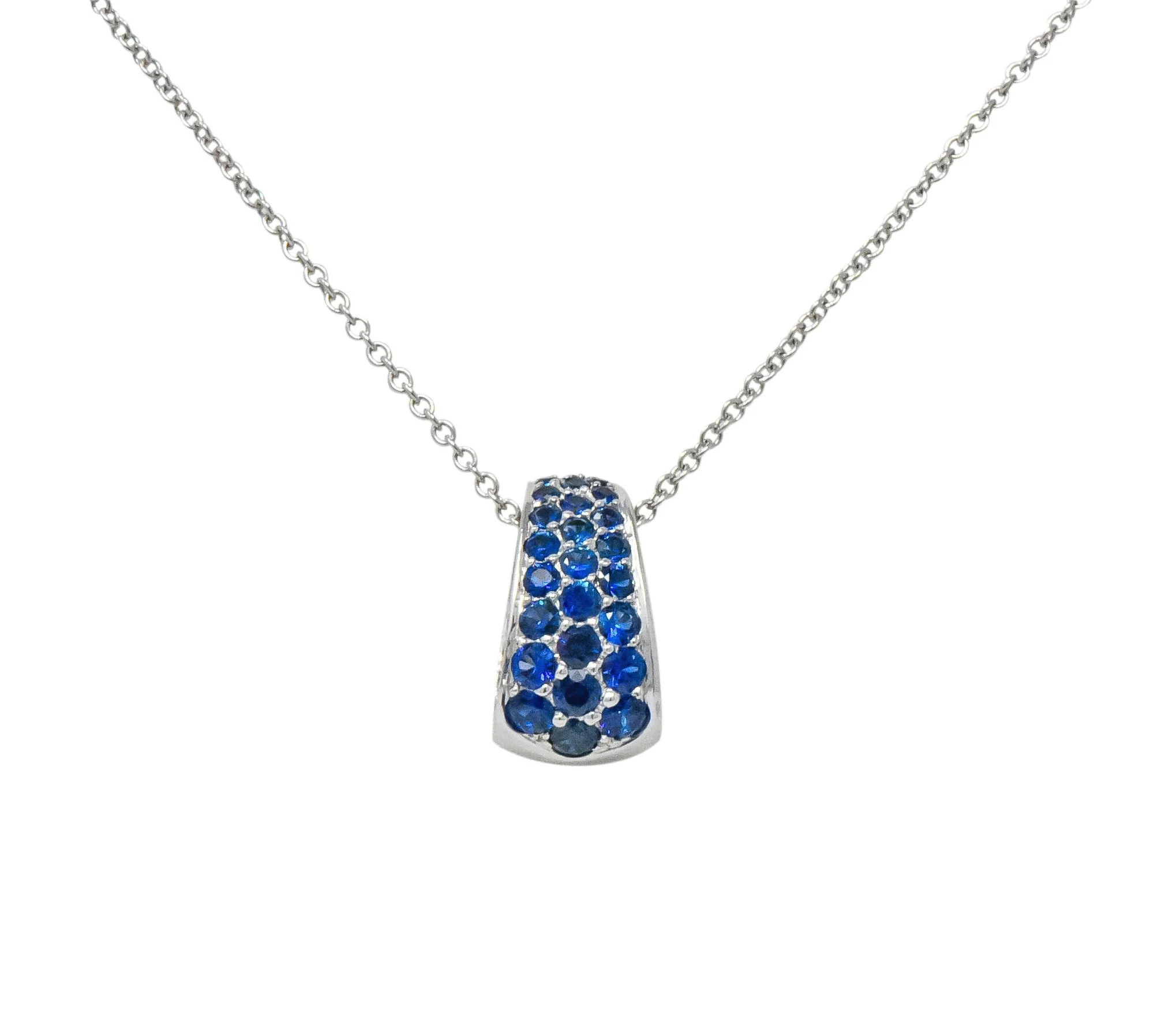 Tiffany & Co. 2001 0.90 CTW Diamond Sapphire 18 Karat White Gold Pendant Necklace - Image 8