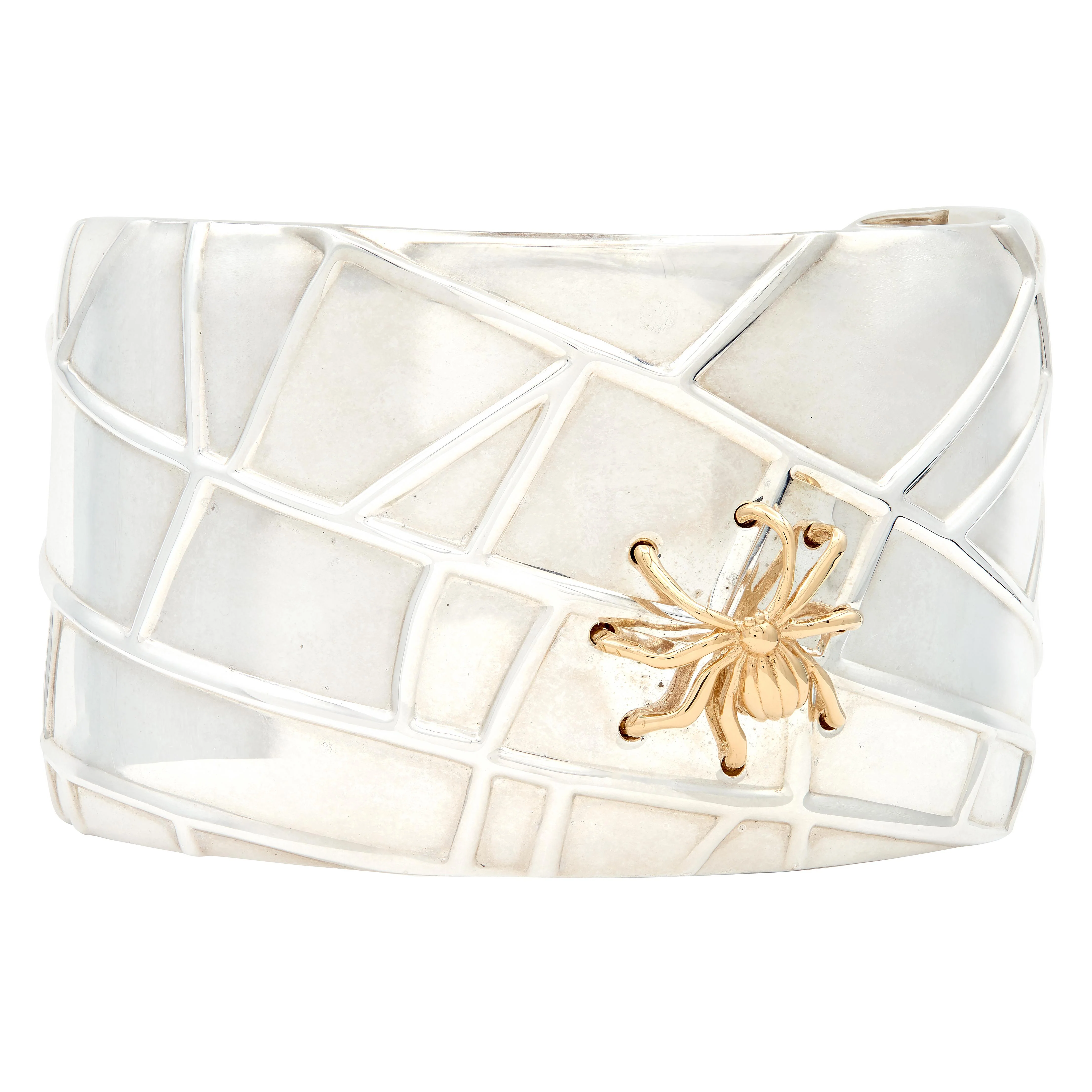 Tiffany & Co. 2001 18 Karat Yellow Gold Sterling Silver Spider Web Cuff Bracelet