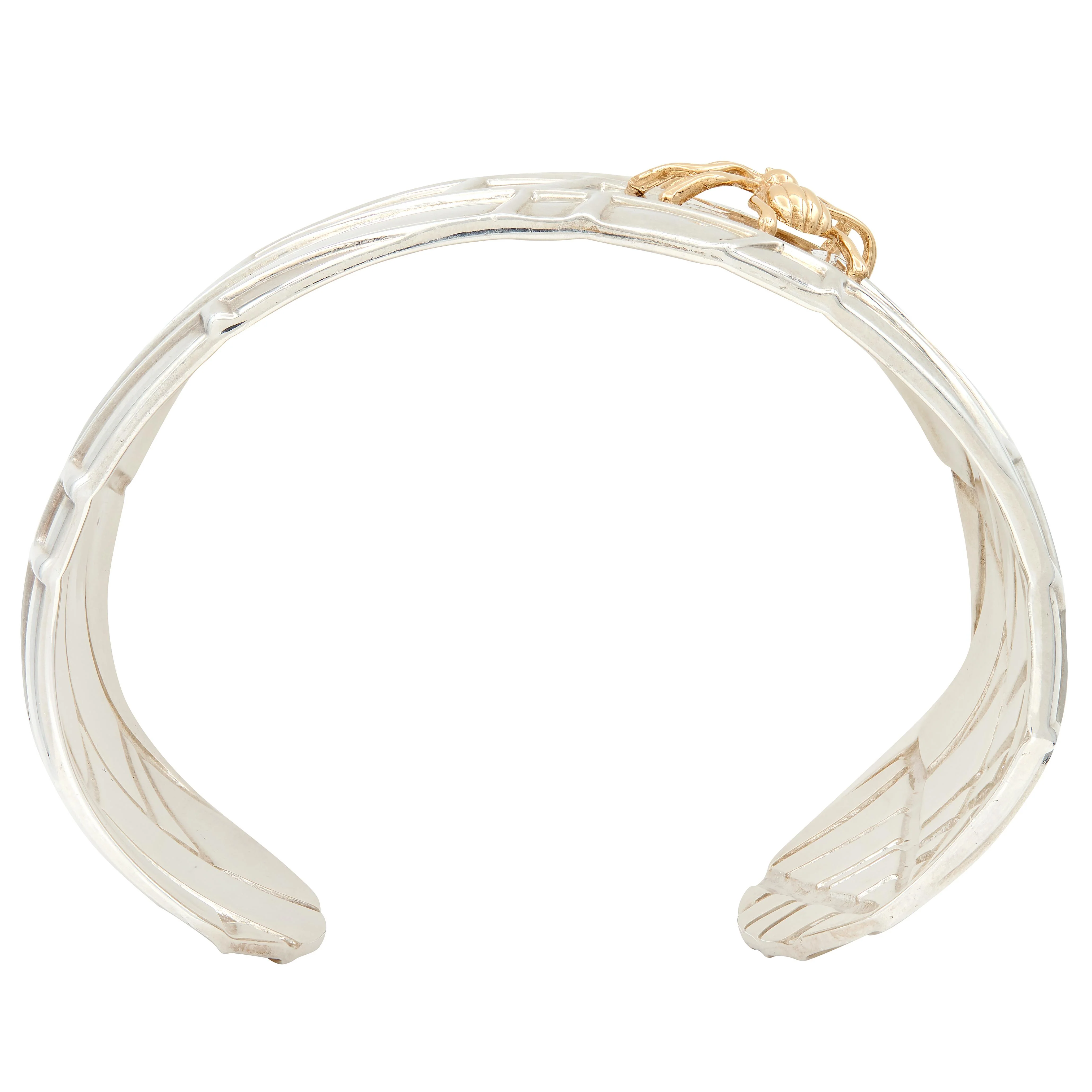 Tiffany & Co. 2001 18 Karat Yellow Gold Sterling Silver Spider Web Cuff Bracelet - Image 5