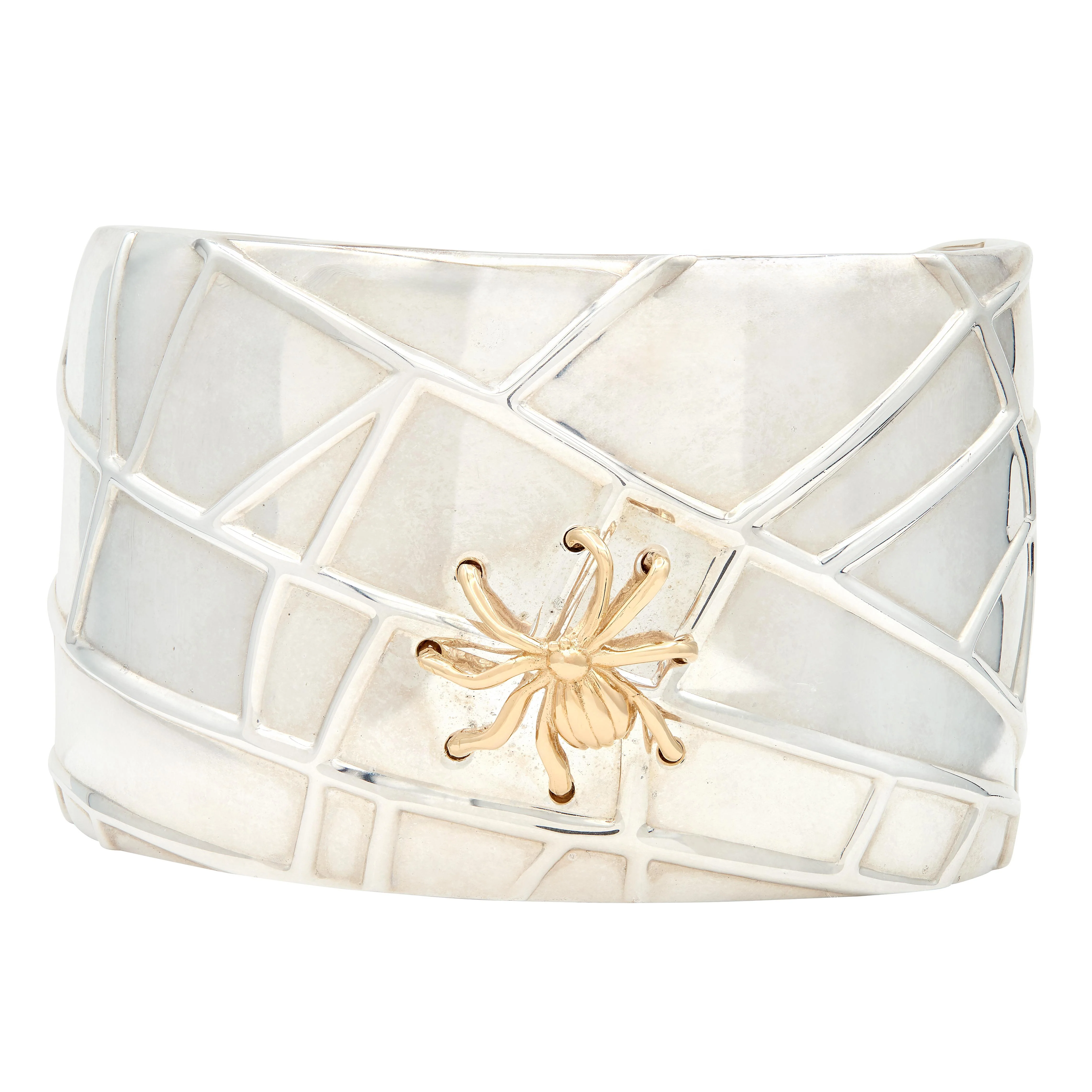 Tiffany & Co. 2001 18 Karat Yellow Gold Sterling Silver Spider Web Cuff Bracelet - Image 6