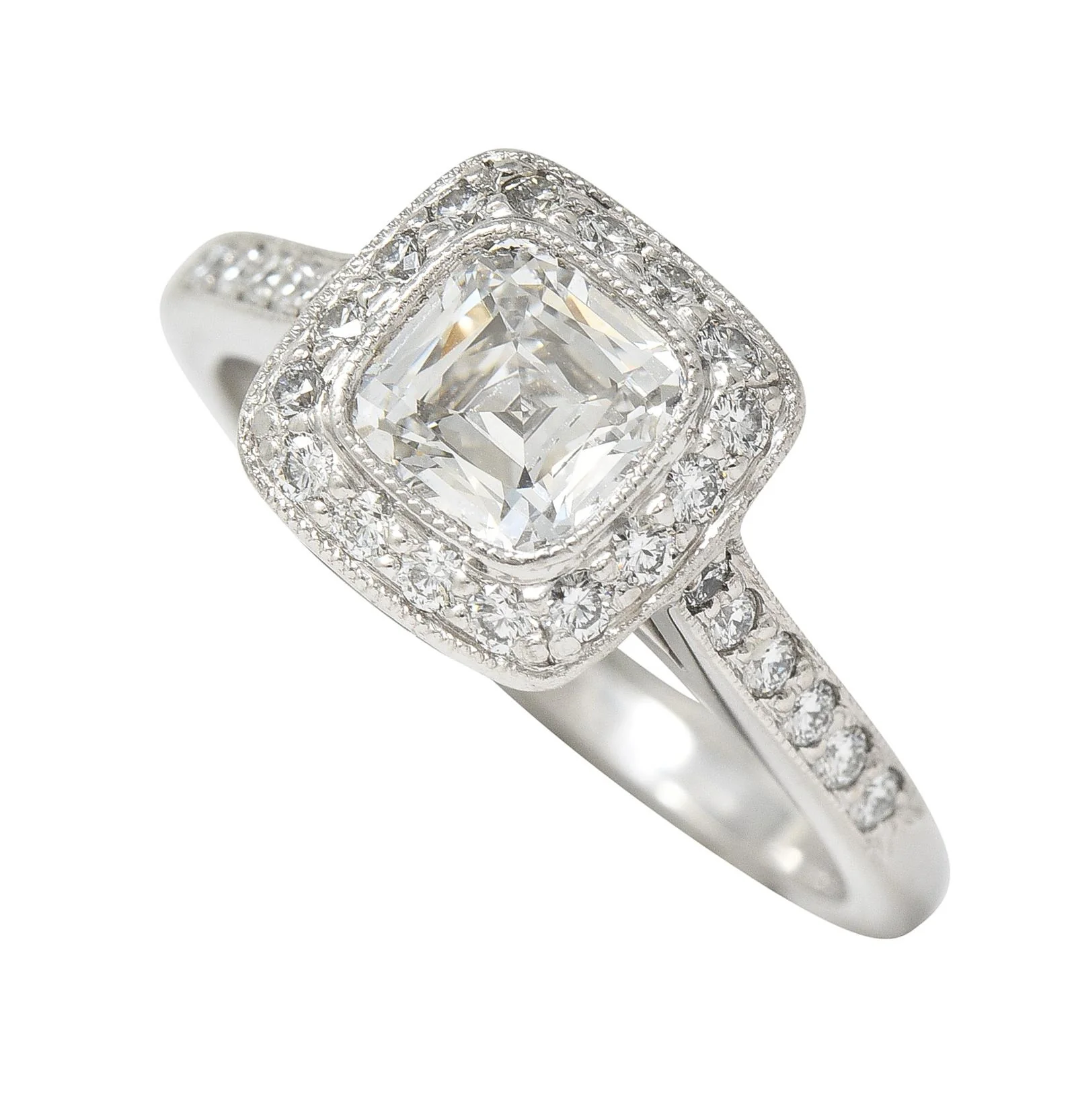 Tiffany & Co 2008 1.41 CTW Cushion Diamond Platinum Legacy Halo Engagement Ring - Image 3