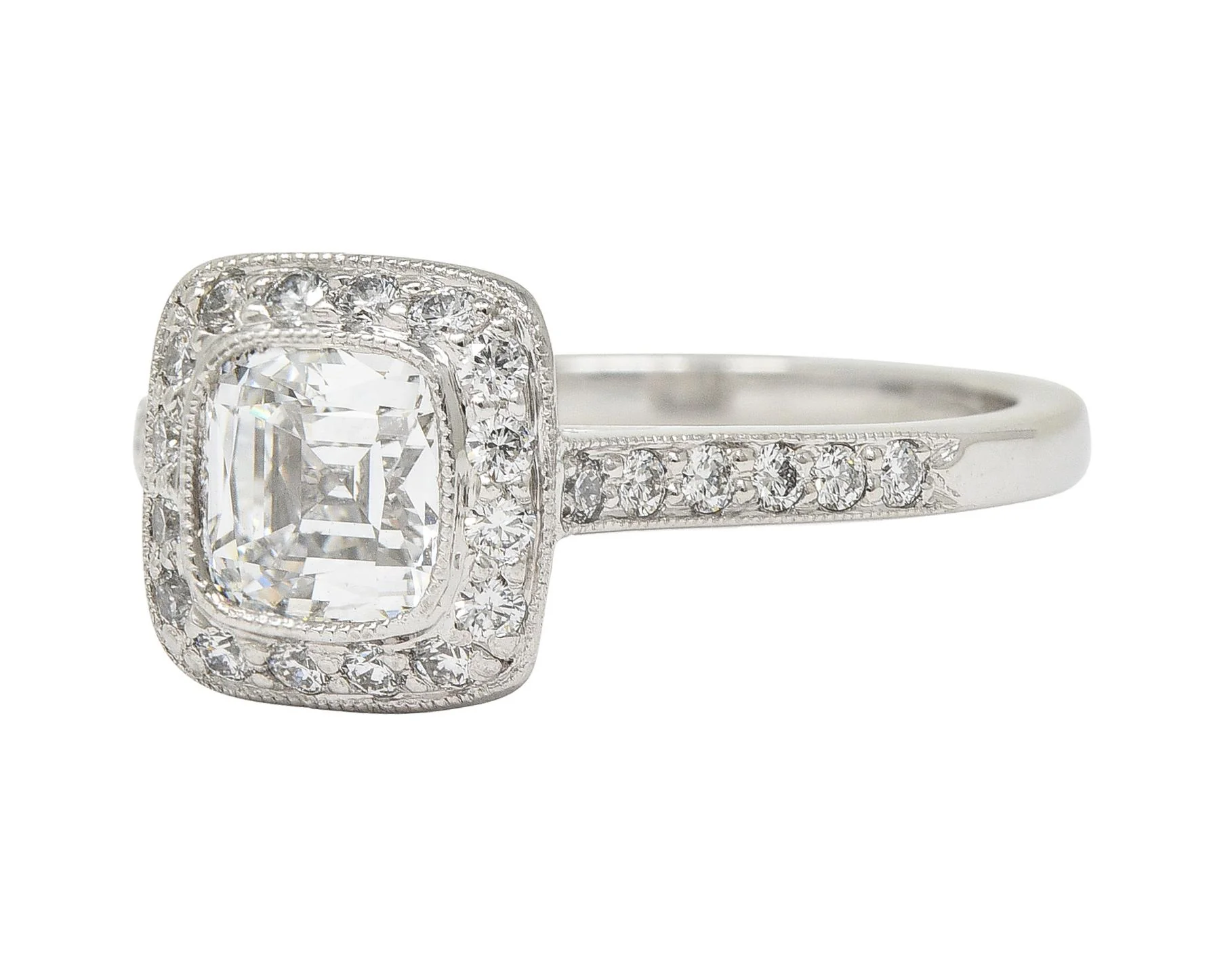 Tiffany & Co 2008 1.41 CTW Cushion Diamond Platinum Legacy Halo Engagement Ring - Image 9