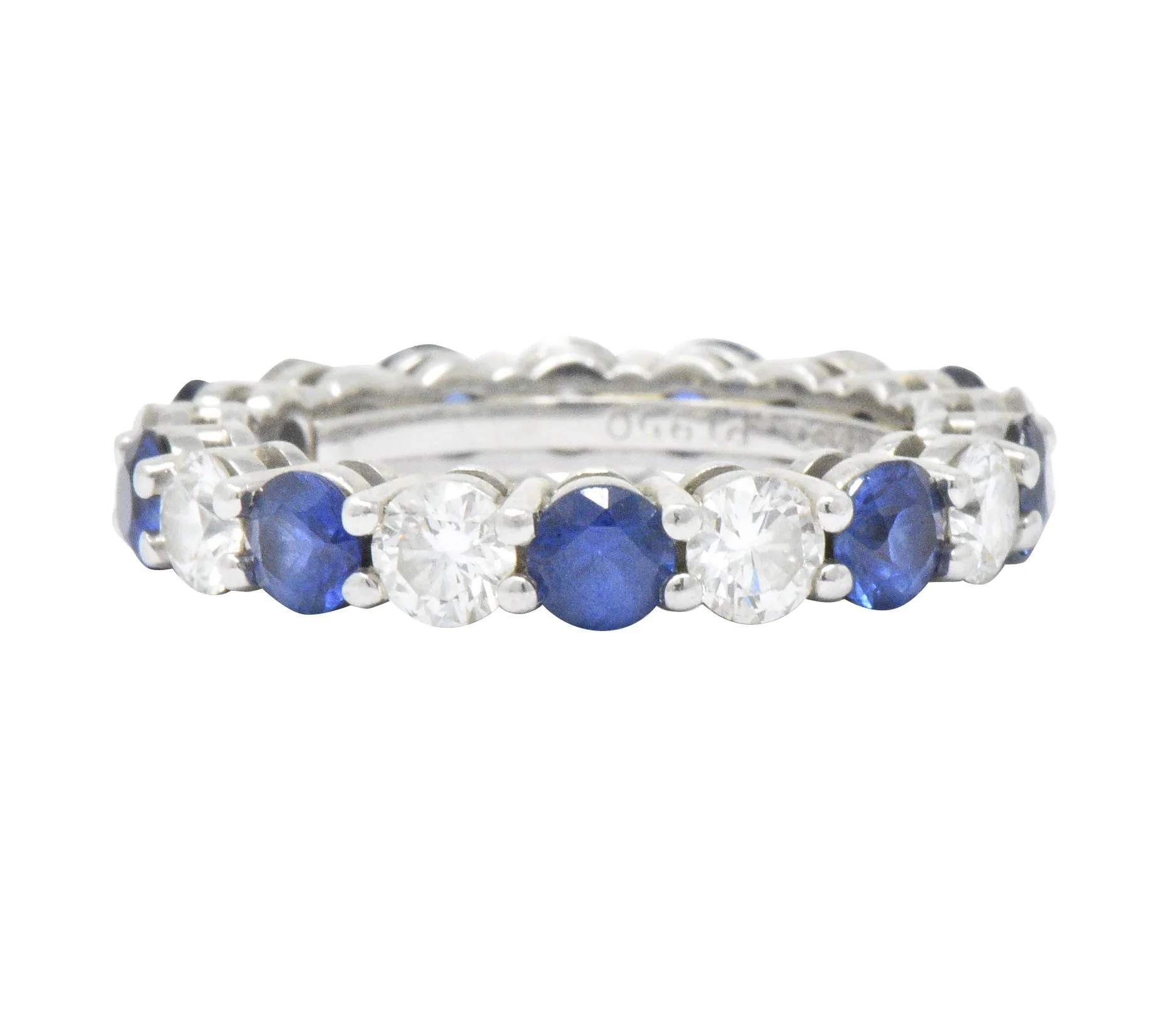 Tiffany & Co. 3.24 CTW Sapphire Diamond Platinum "Embrace" Eternity Band Ring - Image 4