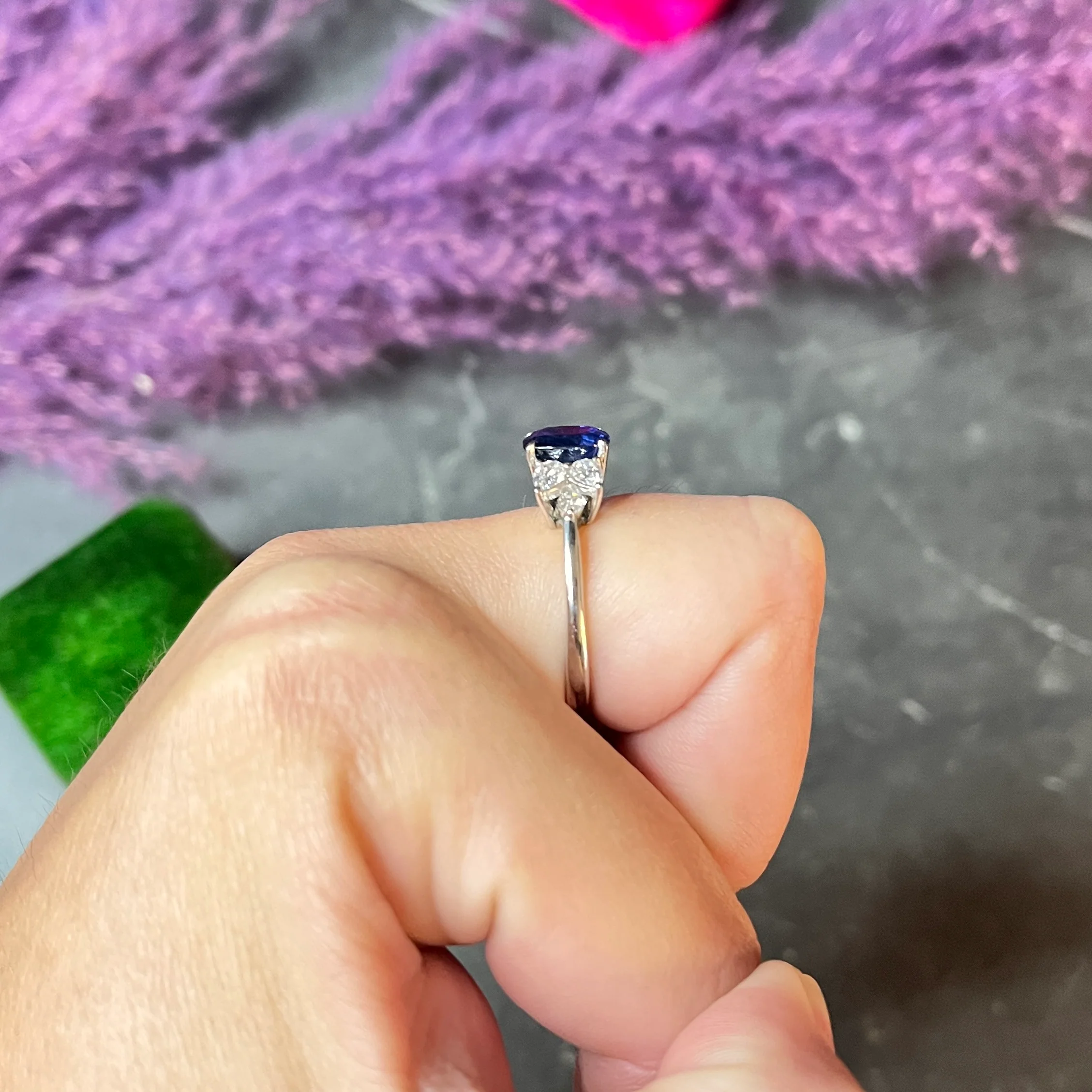 Tiffany & Co. 3.34 CTW Sapphire Marquise Pear Cut Diamond Platinum Victoria Vintage Ring - Image 12