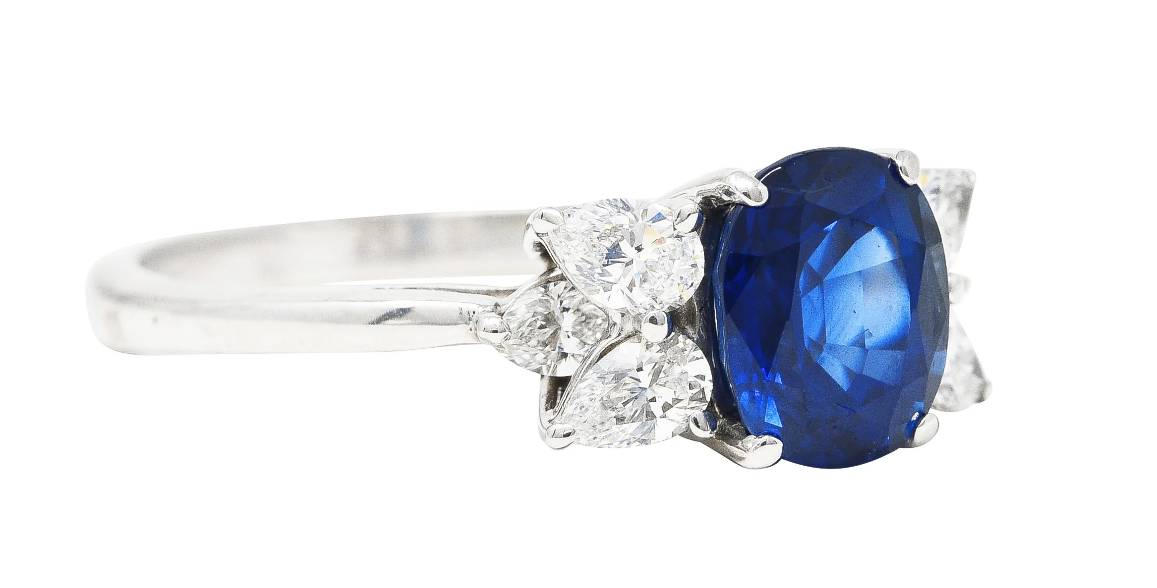 Tiffany & Co. 3.34 CTW Sapphire Marquise Pear Cut Diamond Platinum Victoria Vintage Ring - Image 2