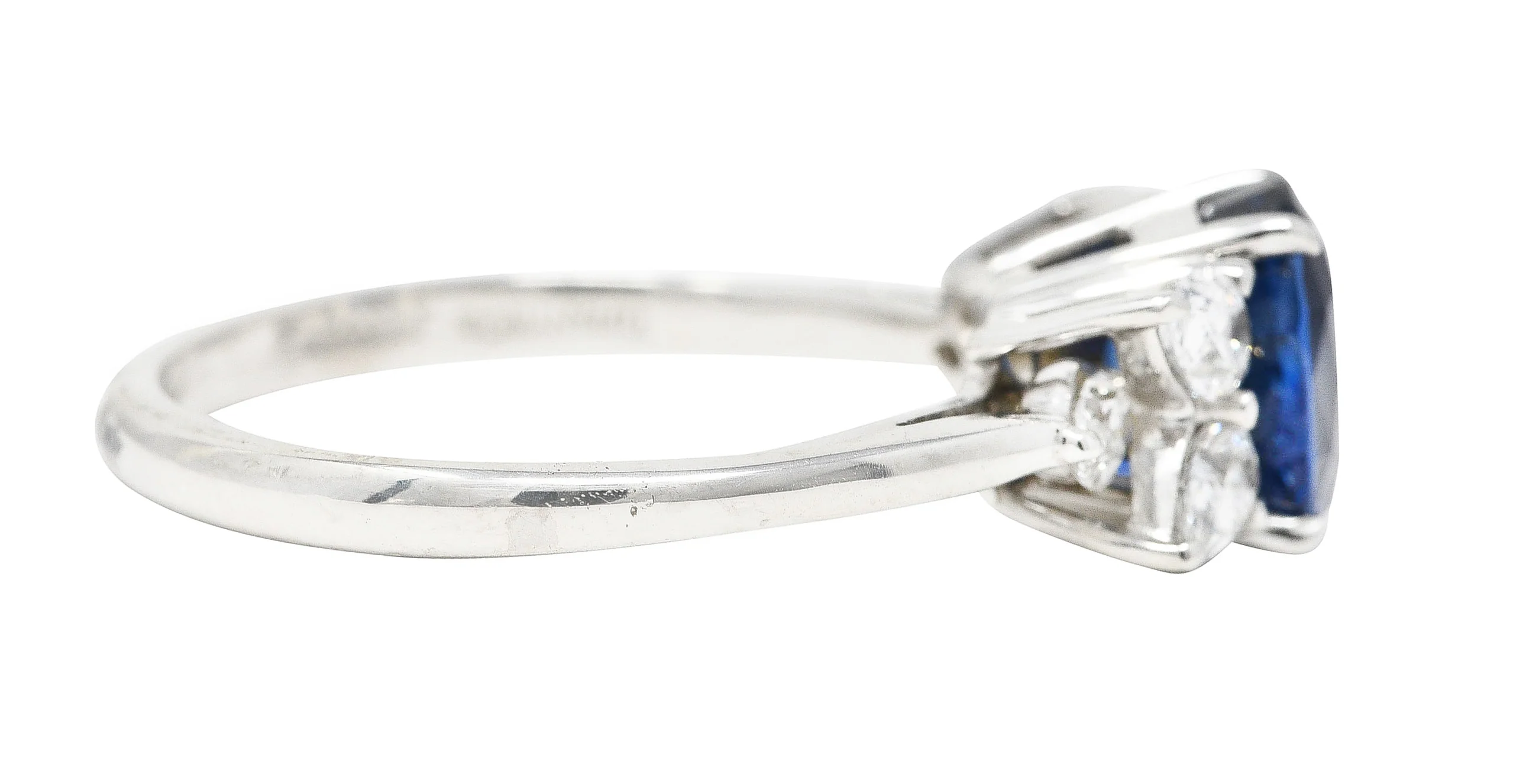 Tiffany & Co. 3.34 CTW Sapphire Marquise Pear Cut Diamond Platinum Victoria Vintage Ring - Image 3