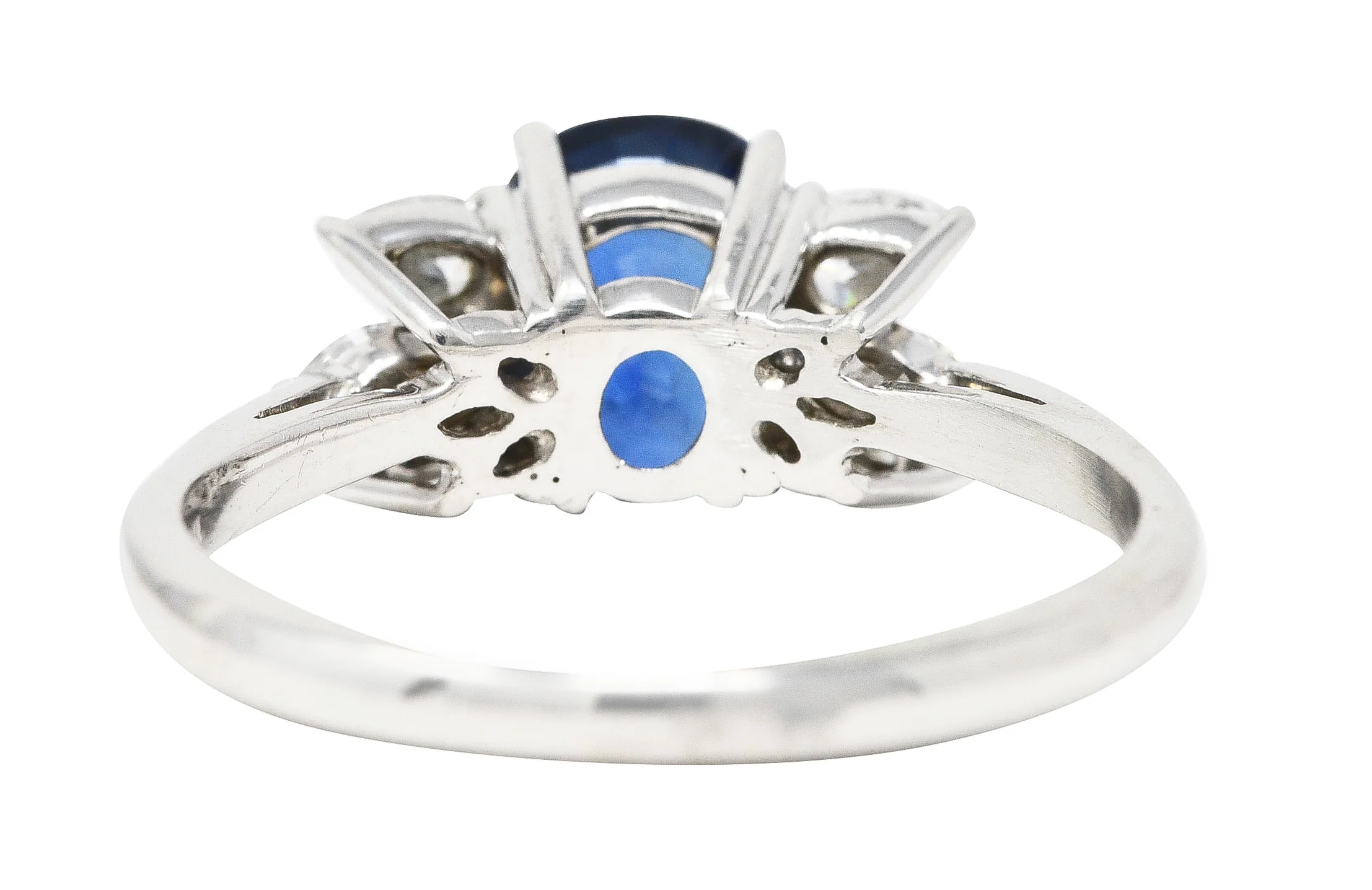 Tiffany & Co. 3.34 CTW Sapphire Marquise Pear Cut Diamond Platinum Victoria Vintage Ring - Image 4