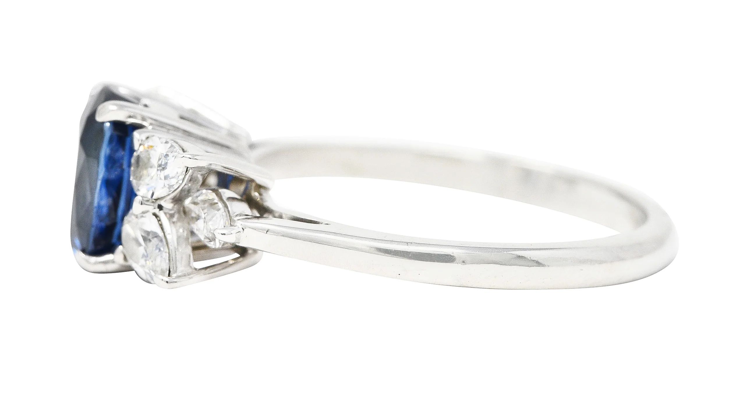 Tiffany & Co. 3.34 CTW Sapphire Marquise Pear Cut Diamond Platinum Victoria Vintage Ring - Image 5