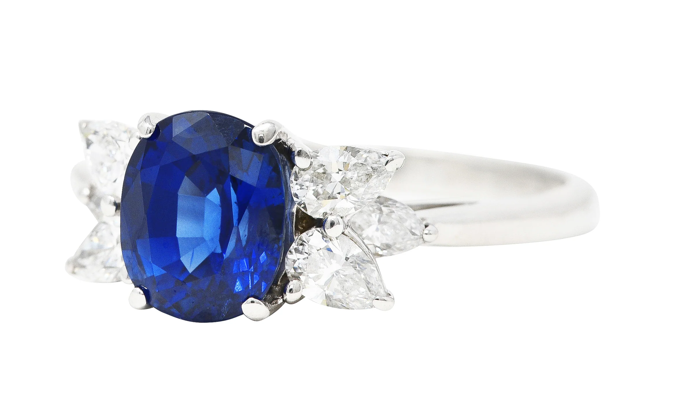 Tiffany & Co. 3.34 CTW Sapphire Marquise Pear Cut Diamond Platinum Victoria Vintage Ring - Image 6