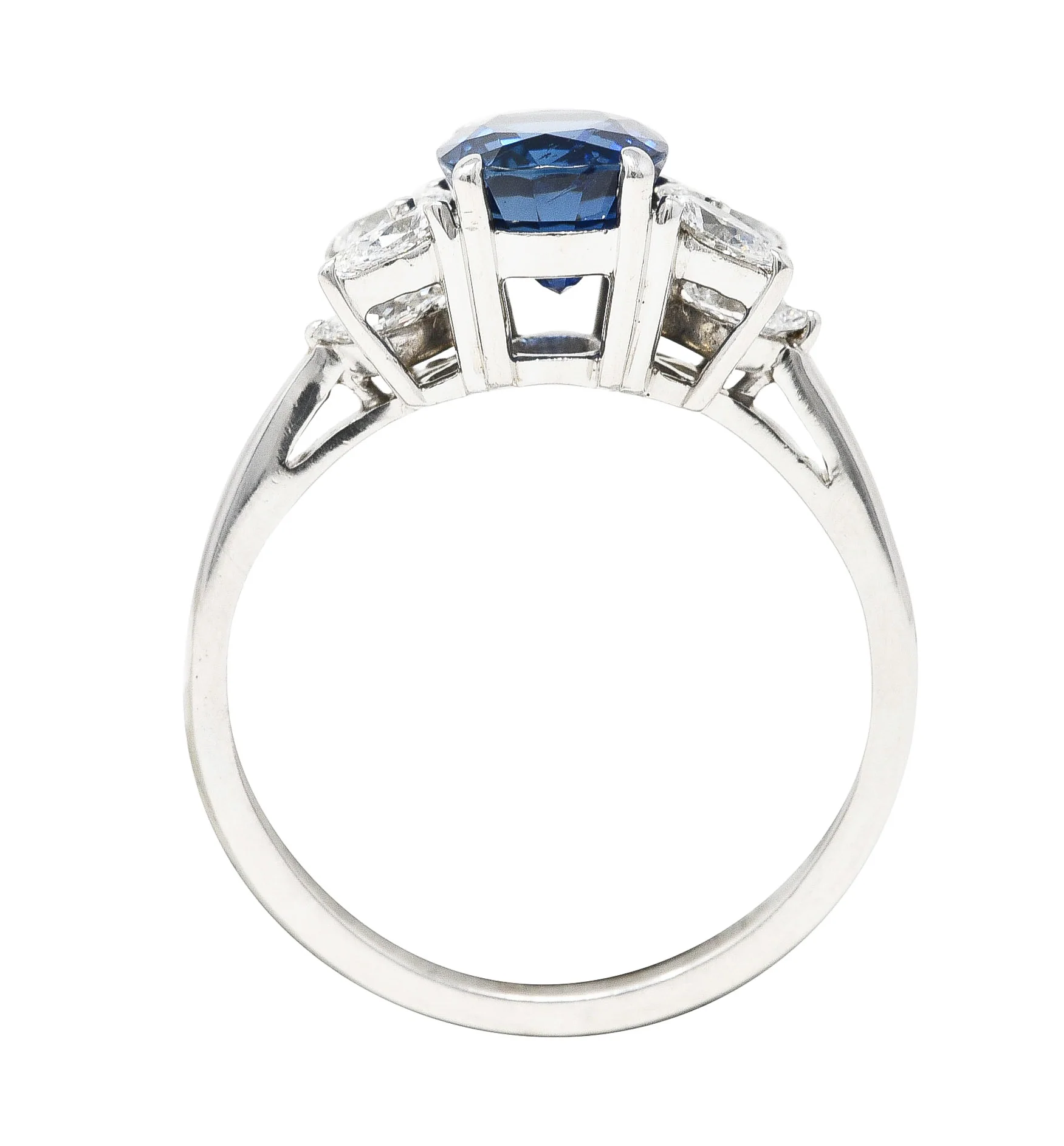 Tiffany & Co. 3.34 CTW Sapphire Marquise Pear Cut Diamond Platinum Victoria Vintage Ring - Image 8