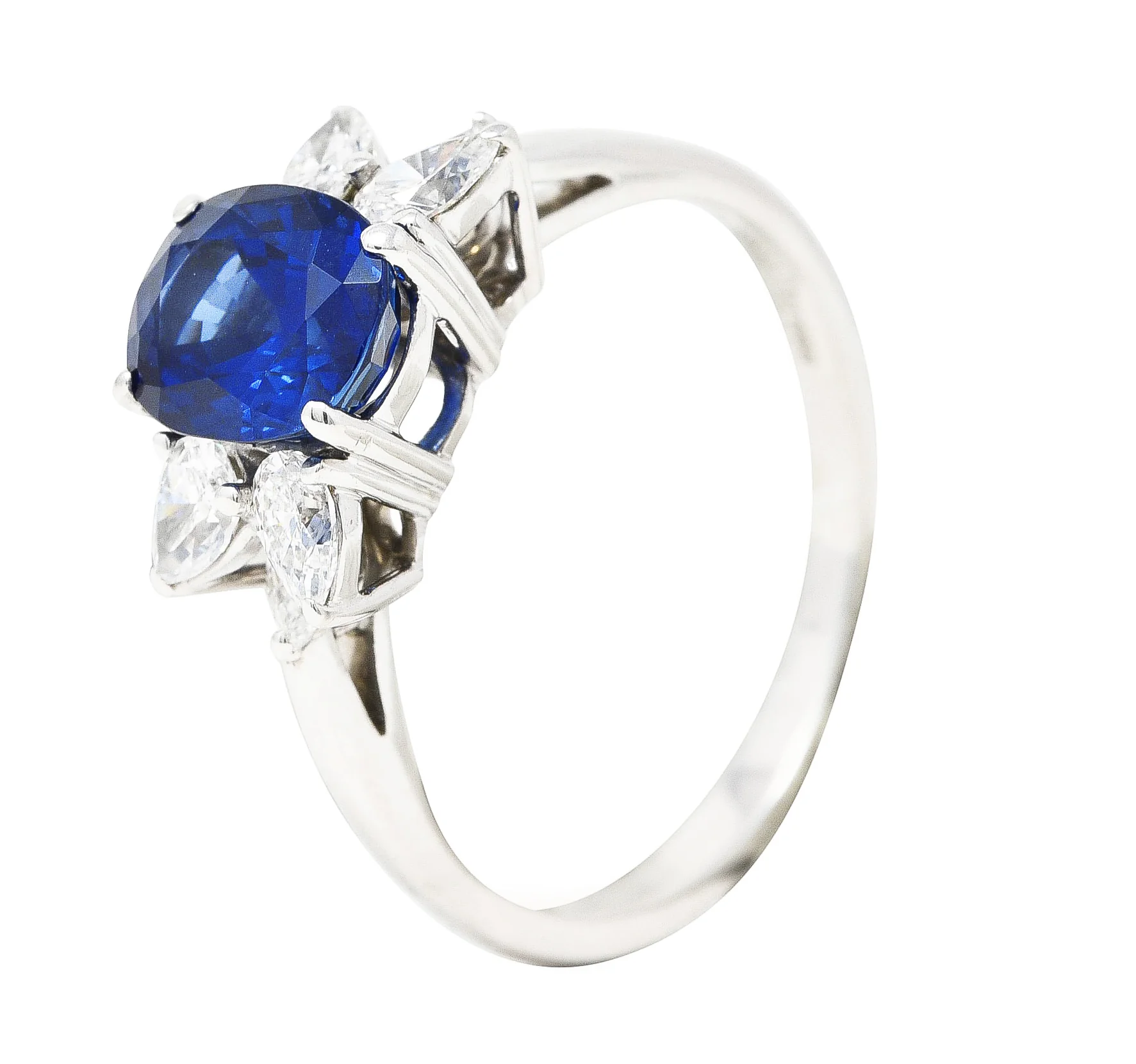 Tiffany & Co. 3.34 CTW Sapphire Marquise Pear Cut Diamond Platinum Victoria Vintage Ring - Image 9