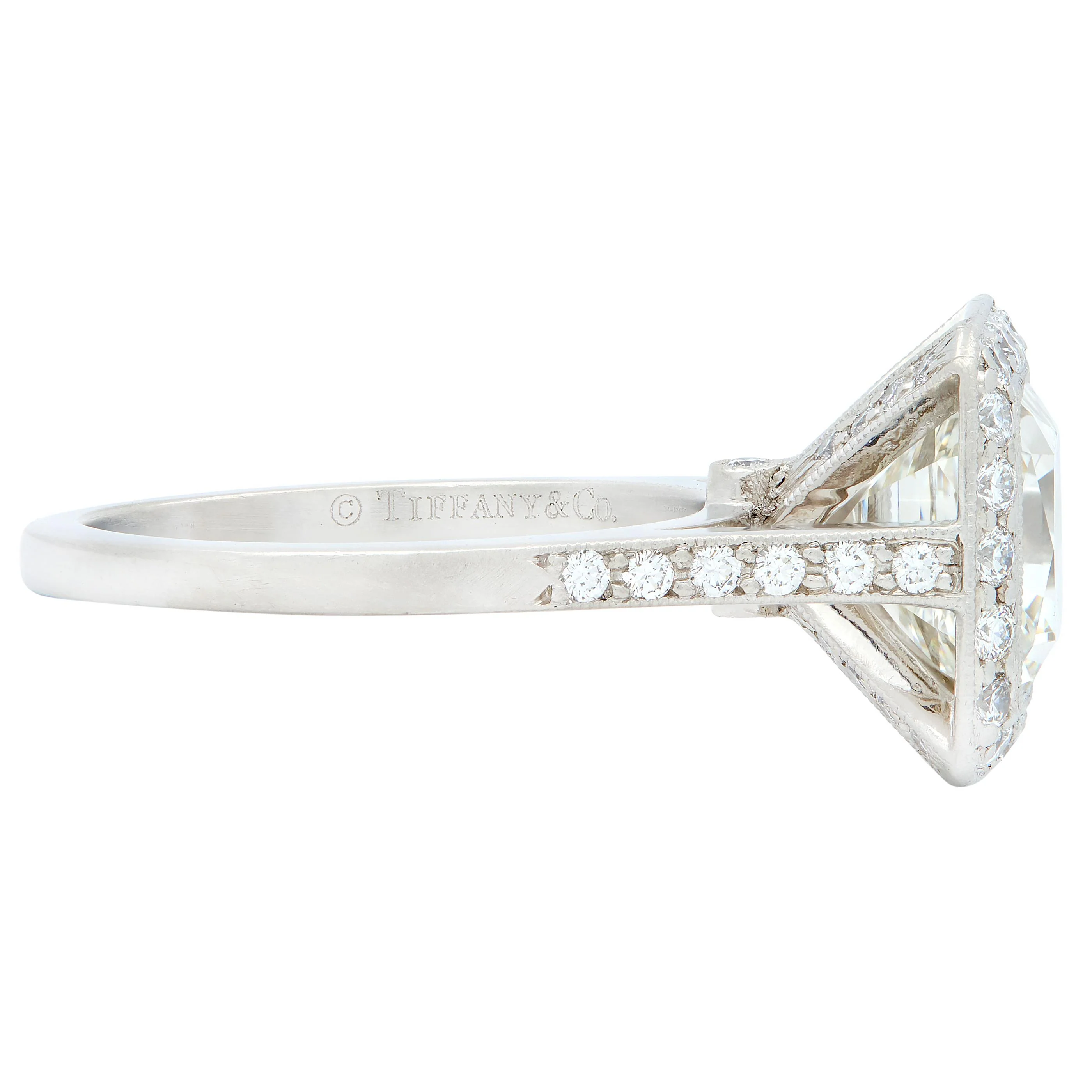 Tiffany & Co. 3.96 CTW Legacy Diamond Platinum Halo Engagement Ring GIA - Image 3