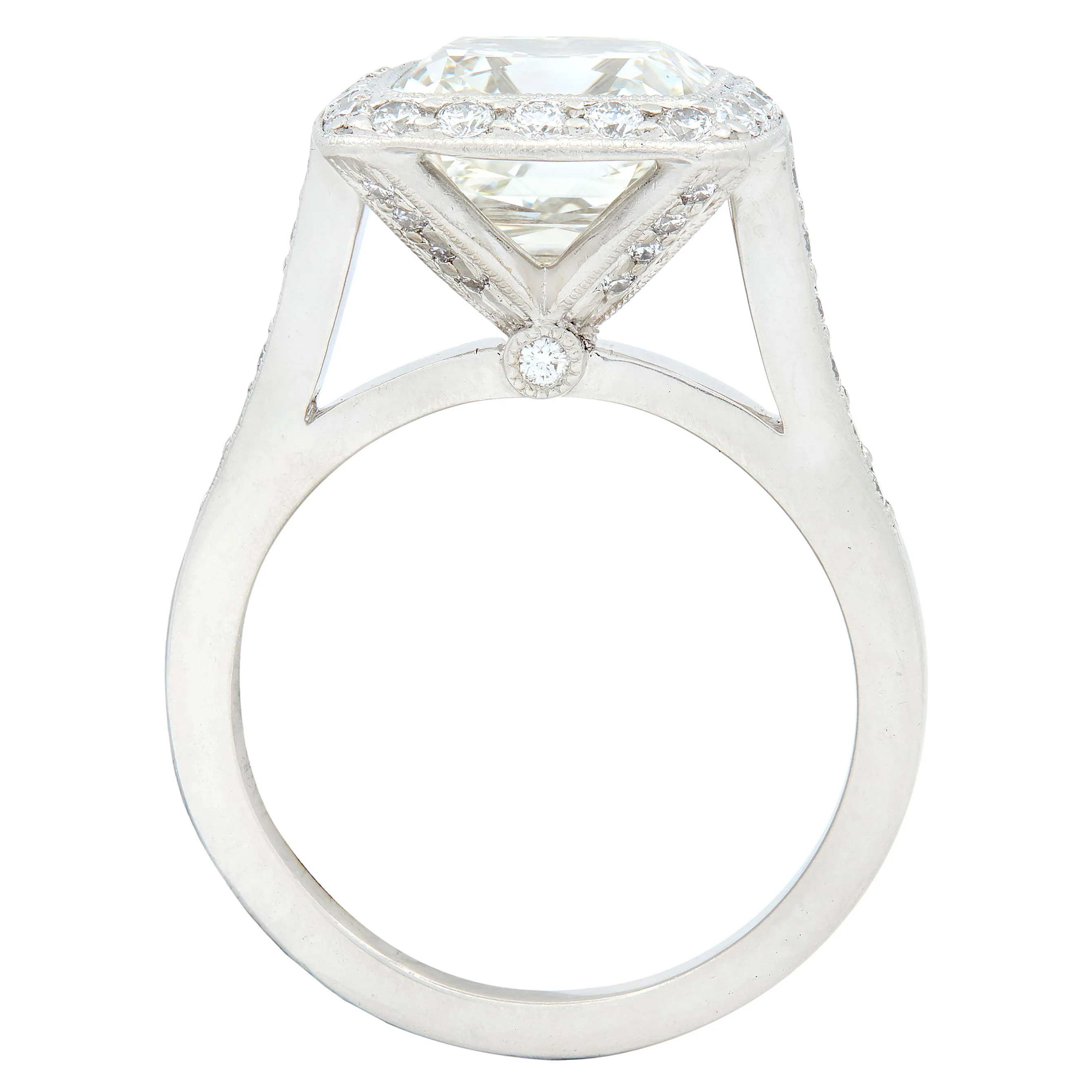 Tiffany & Co. 3.96 CTW Legacy Diamond Platinum Halo Engagement Ring GIA - Image 6