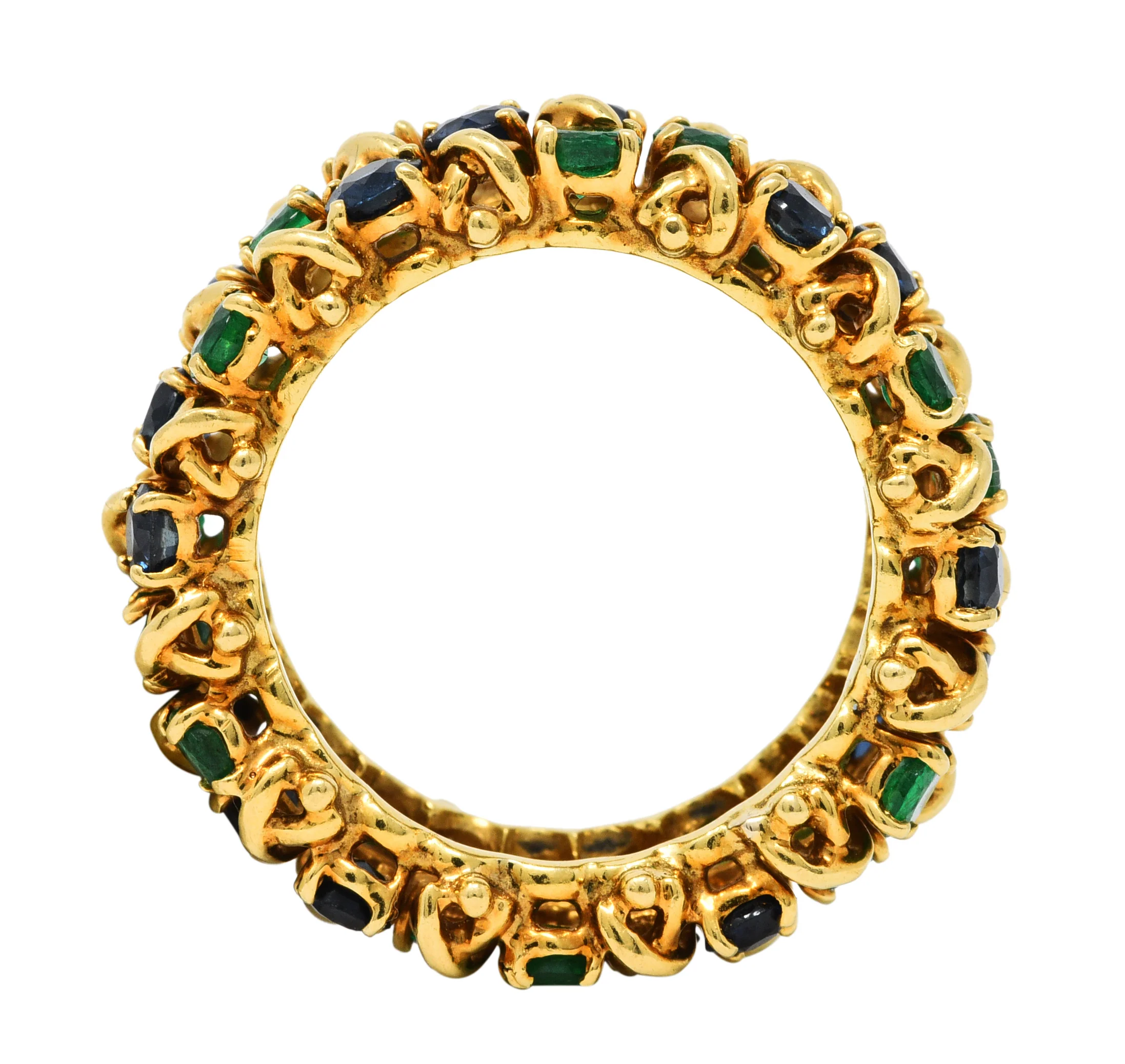 Tiffany & Co. 4.70 CTW Emerald Sapphire 18 Karat Gold Woven X Band Ring - Image 5