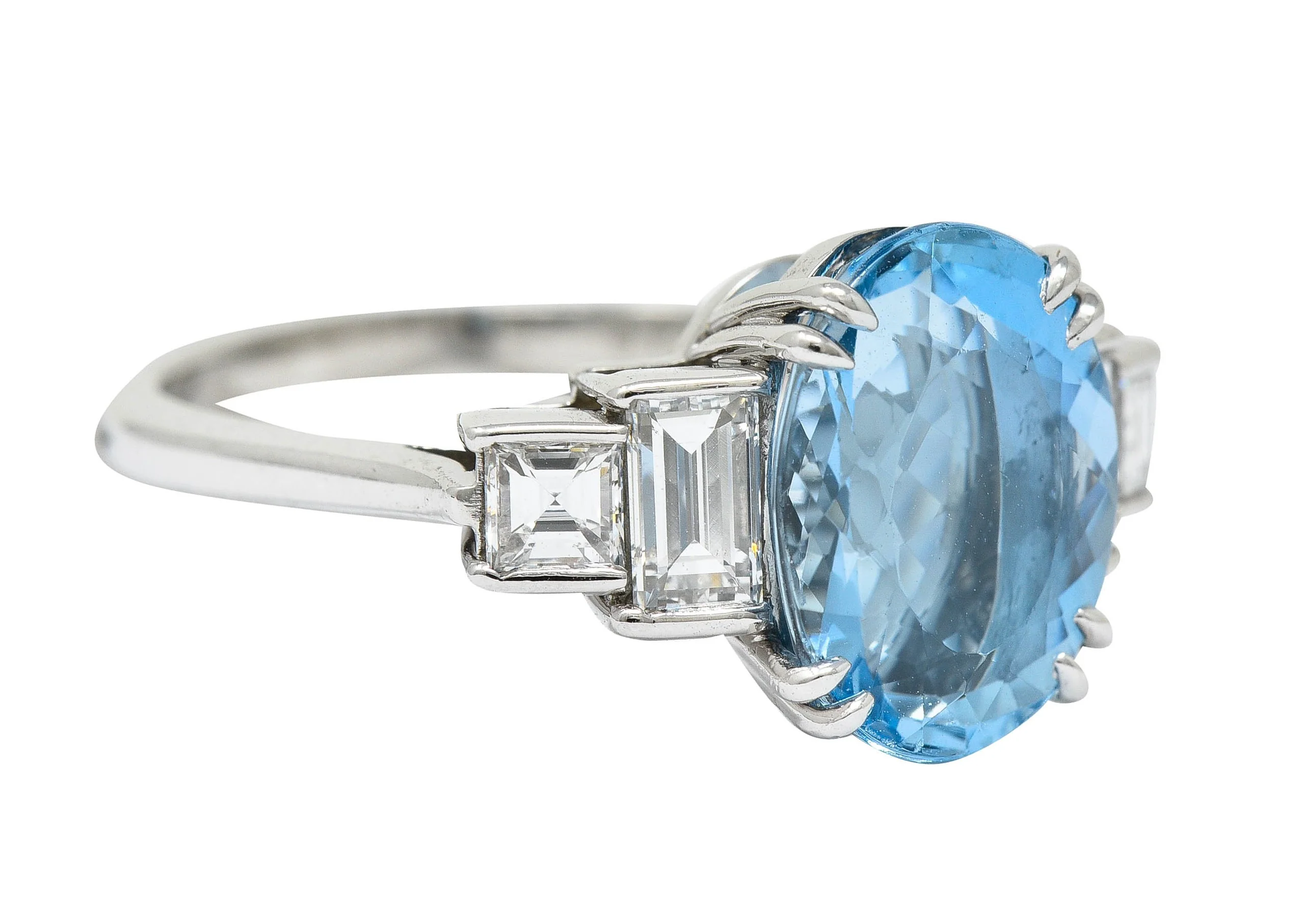 Tiffany & Co. 4.75 CTW Aquamarine Diamond Platinum Statement Ring - Image 2