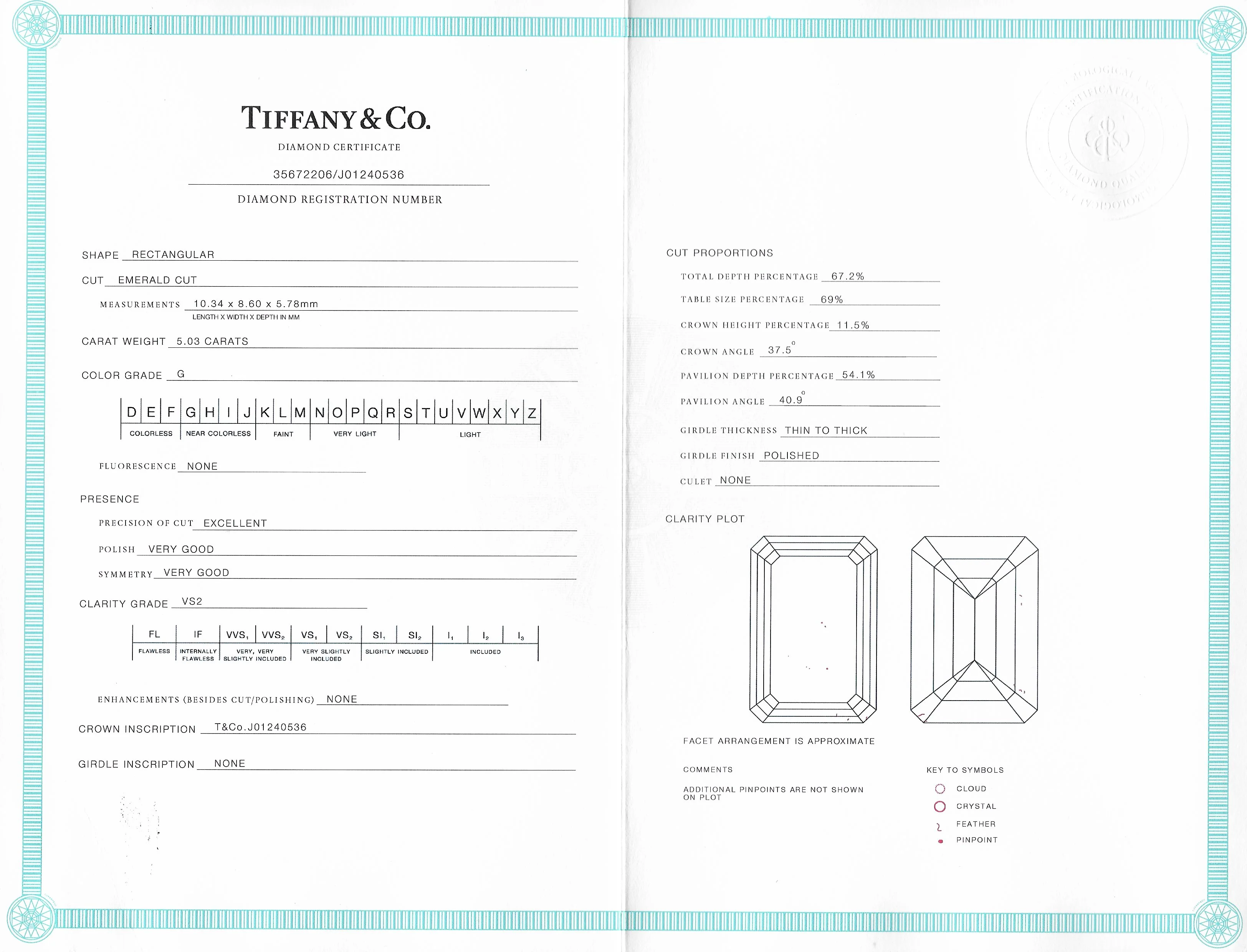 Tiffany & Co. 5.35 CTW Emerald Cut Diamond Platinum Soleste Halo Engagement Ring - Image 17