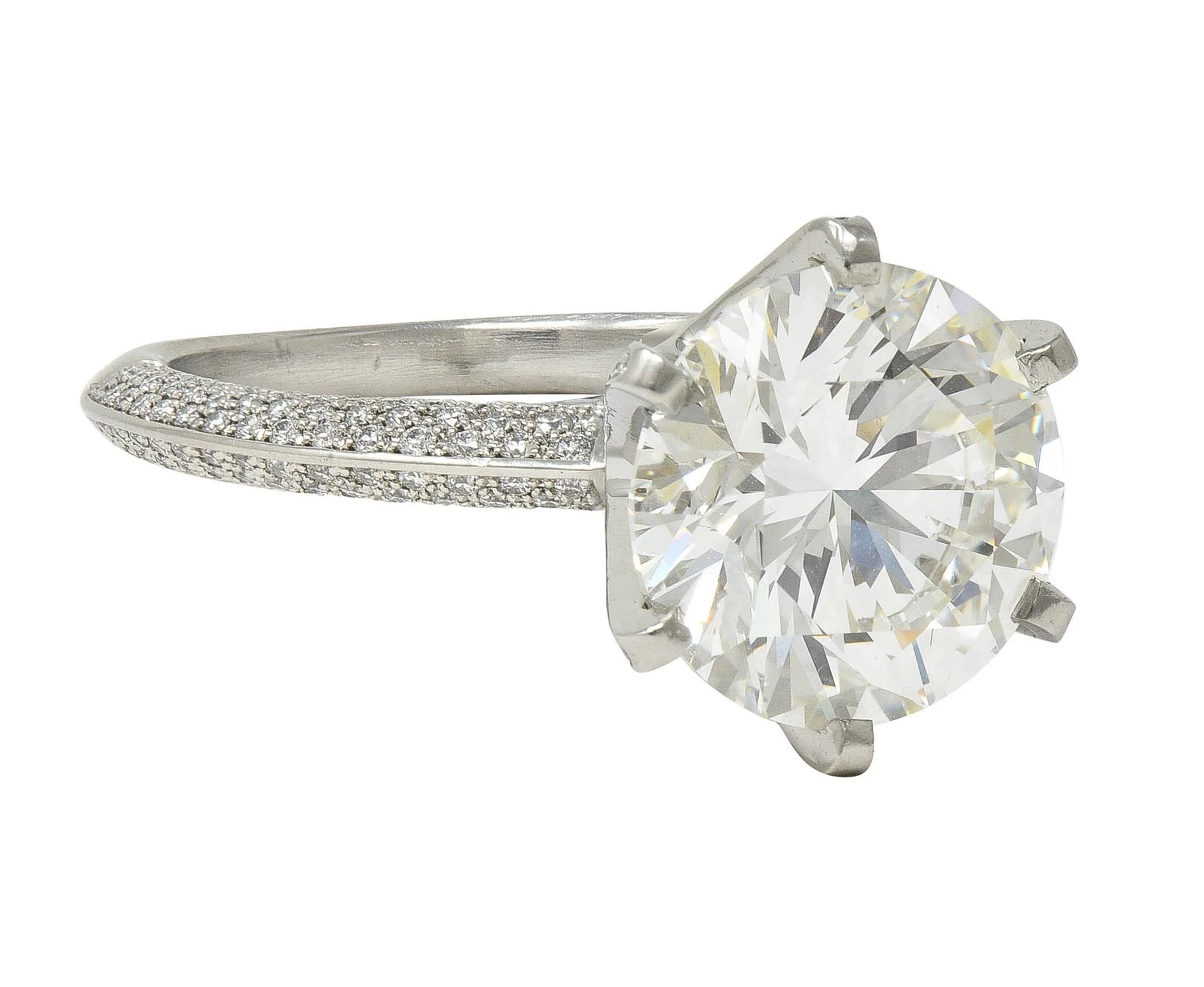Tiffany & Co. 5.46 CTW Diamond Platinum Contemporary Pavé Engagement Ring GIA - Image 3