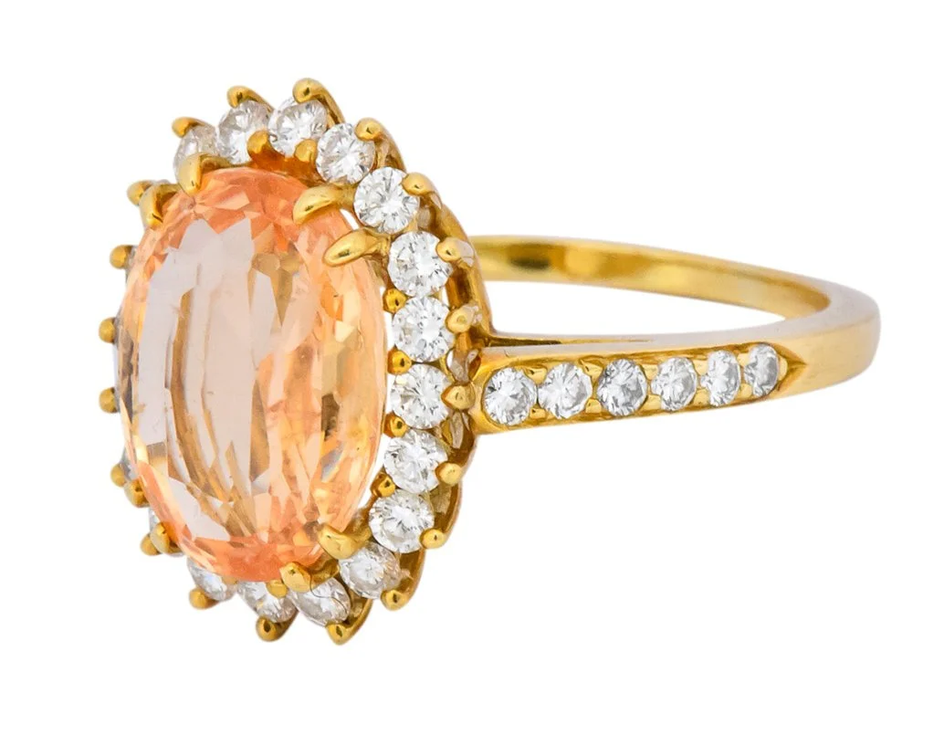 Tiffany & Co. 5.60 CTW No Heat Orange Sapphire Diamond 18 Karat Gold Cluster Alternative Engagement Ring GIA - Image 6