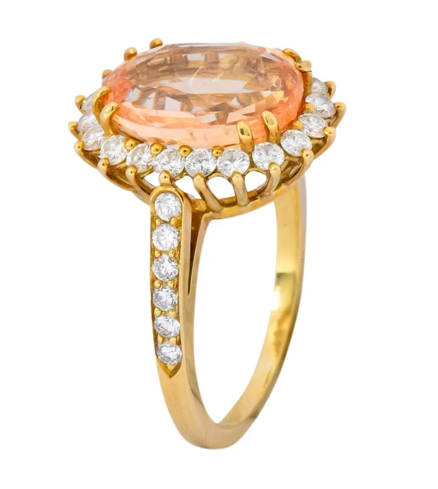 Tiffany & Co. 5.60 CTW No Heat Orange Sapphire Diamond 18 Karat Gold Cluster Alternative Engagement Ring GIA - Image 8