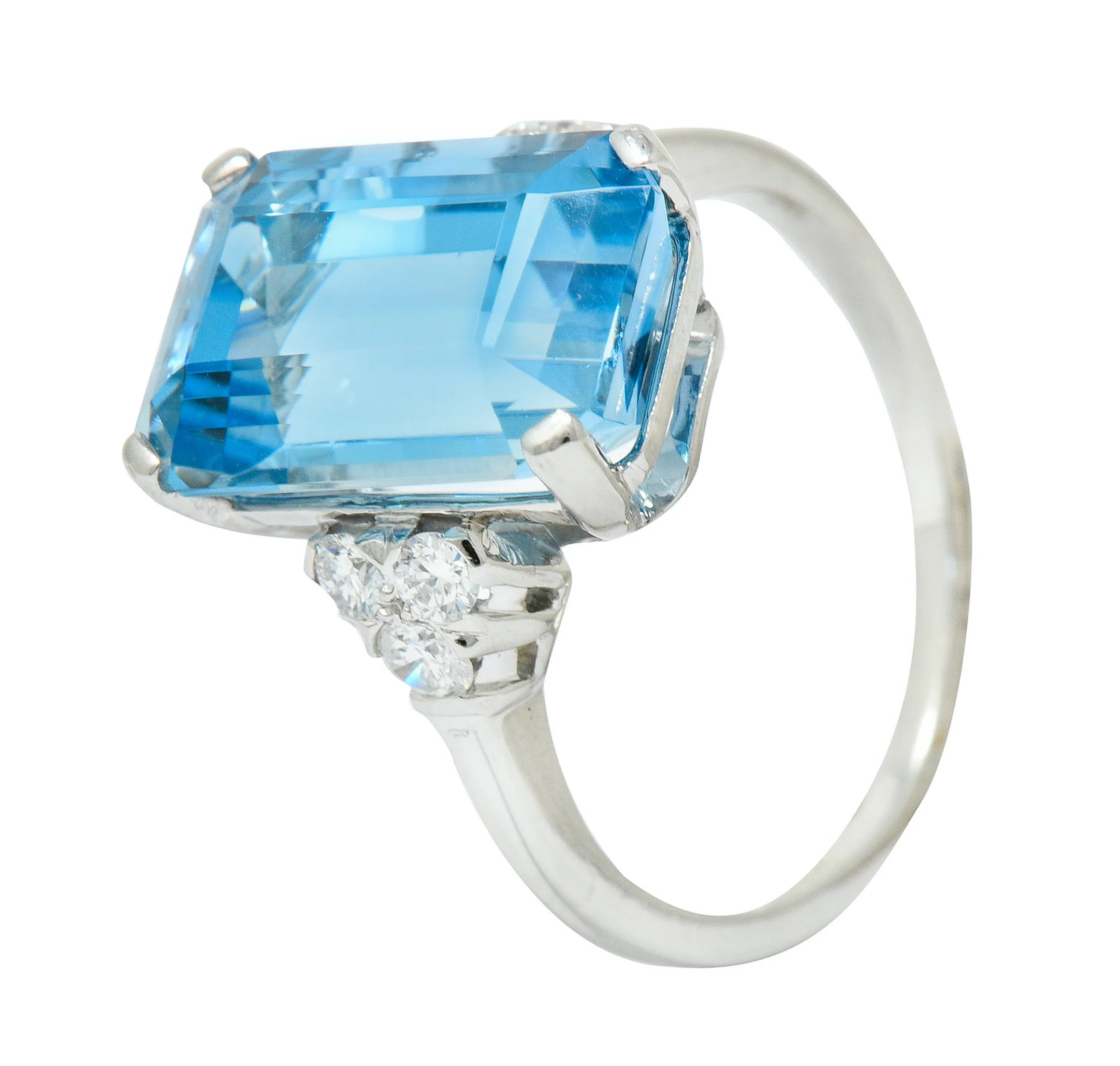 Tiffany & Co. 7.38 CTW Aquamarine Diamond Platinum Retro Cocktail Ring - Image 10