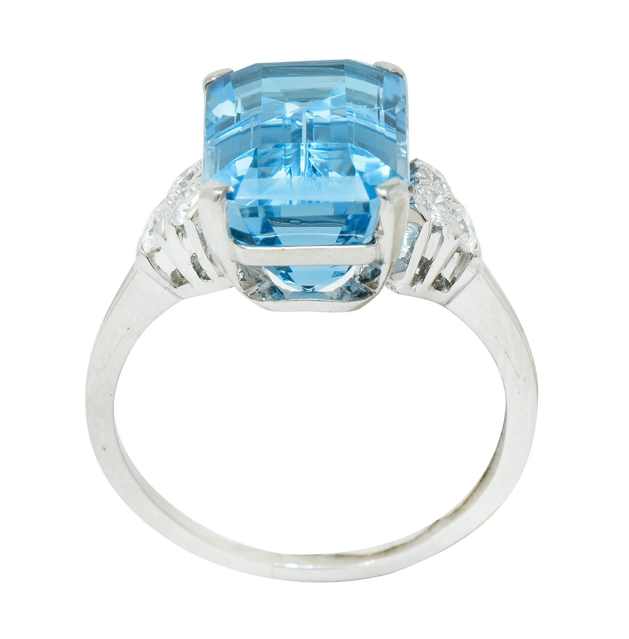 Tiffany & Co. 7.38 CTW Aquamarine Diamond Platinum Retro Cocktail Ring - Image 11