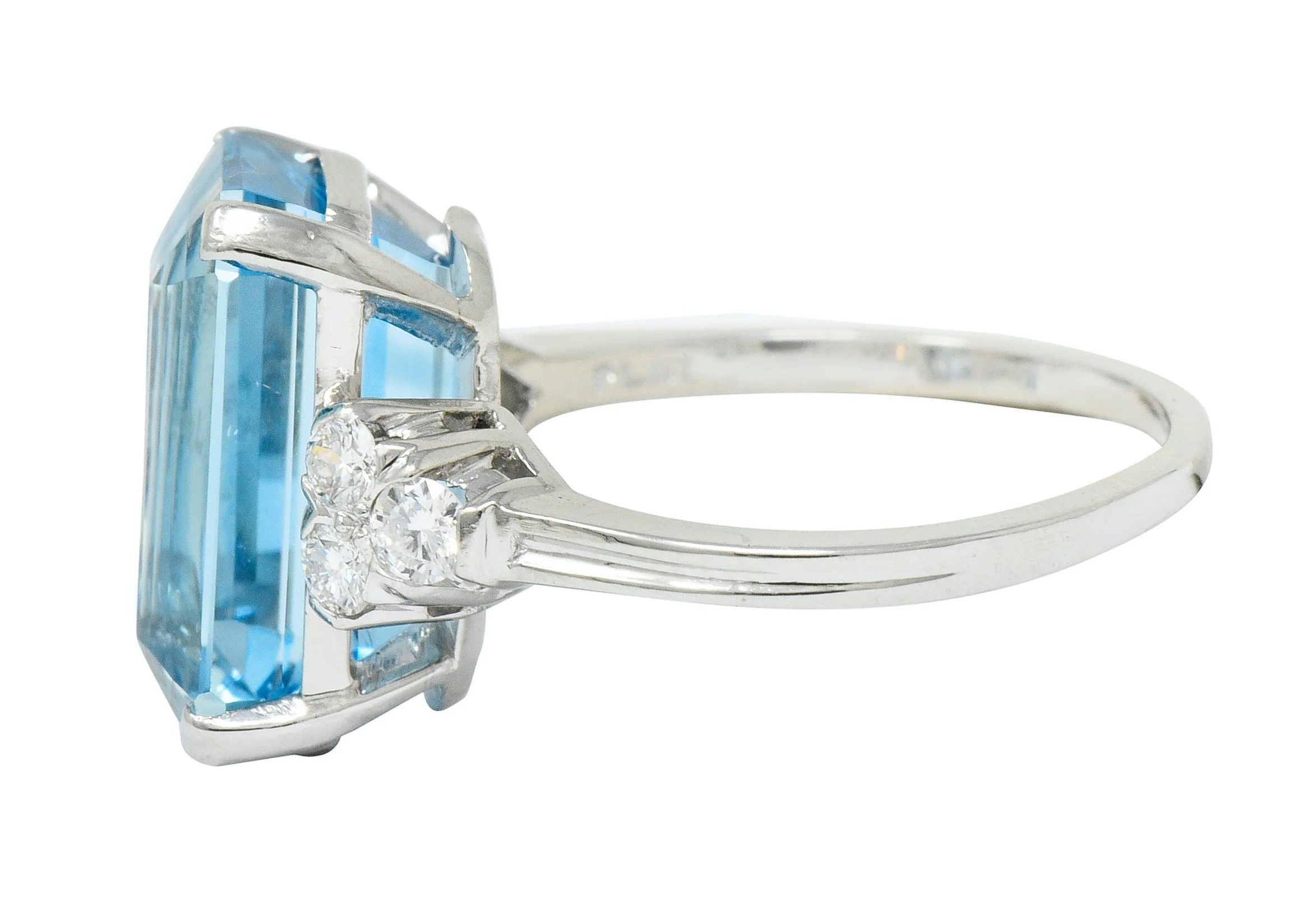 Tiffany & Co. 7.38 CTW Aquamarine Diamond Platinum Retro Cocktail Ring - Image 6