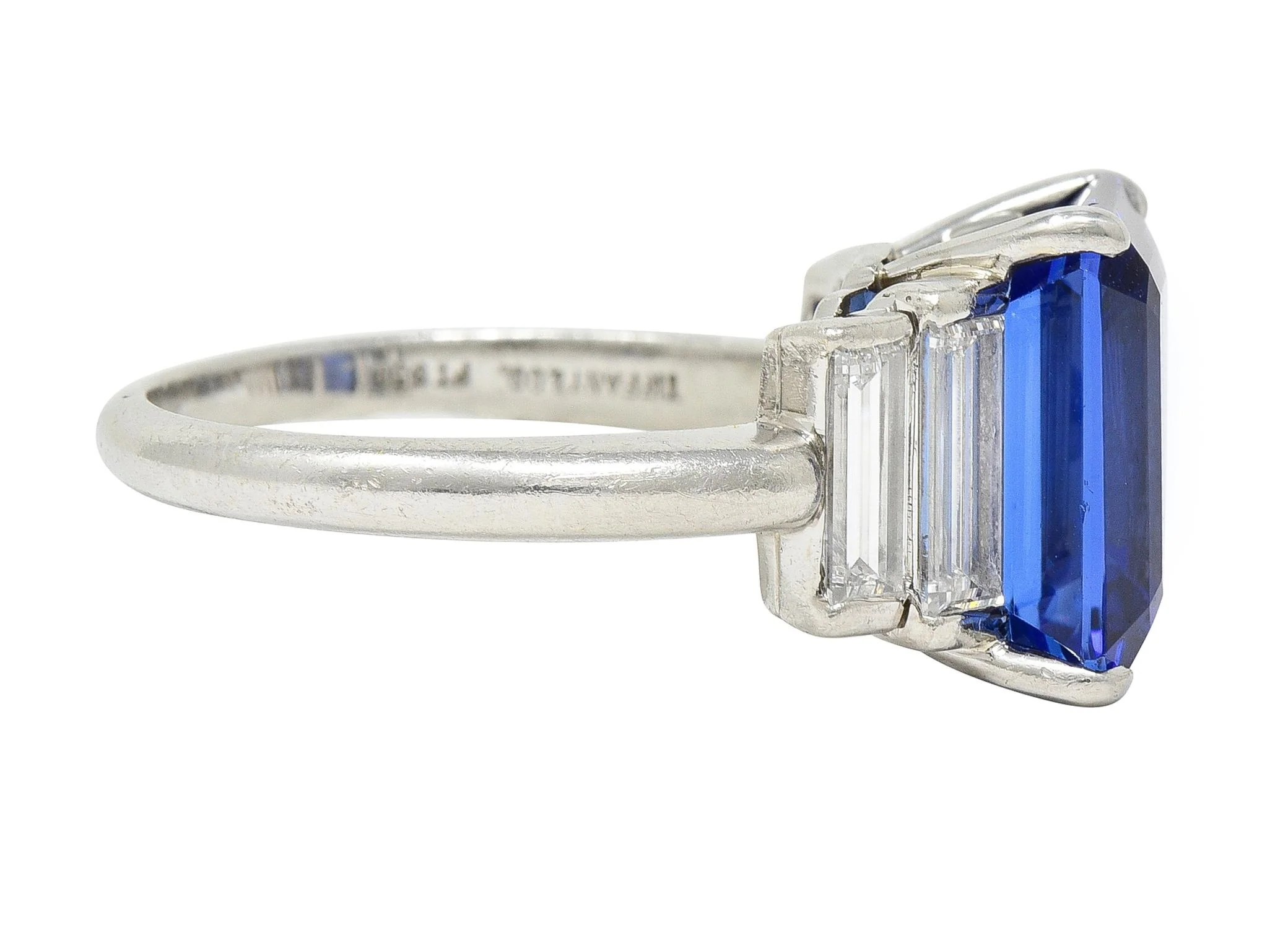 Tiffany & Co. 7.92 CTW Tanzanite Diamond Platinum Stepped Vintage Cocktail Ring - Image 3