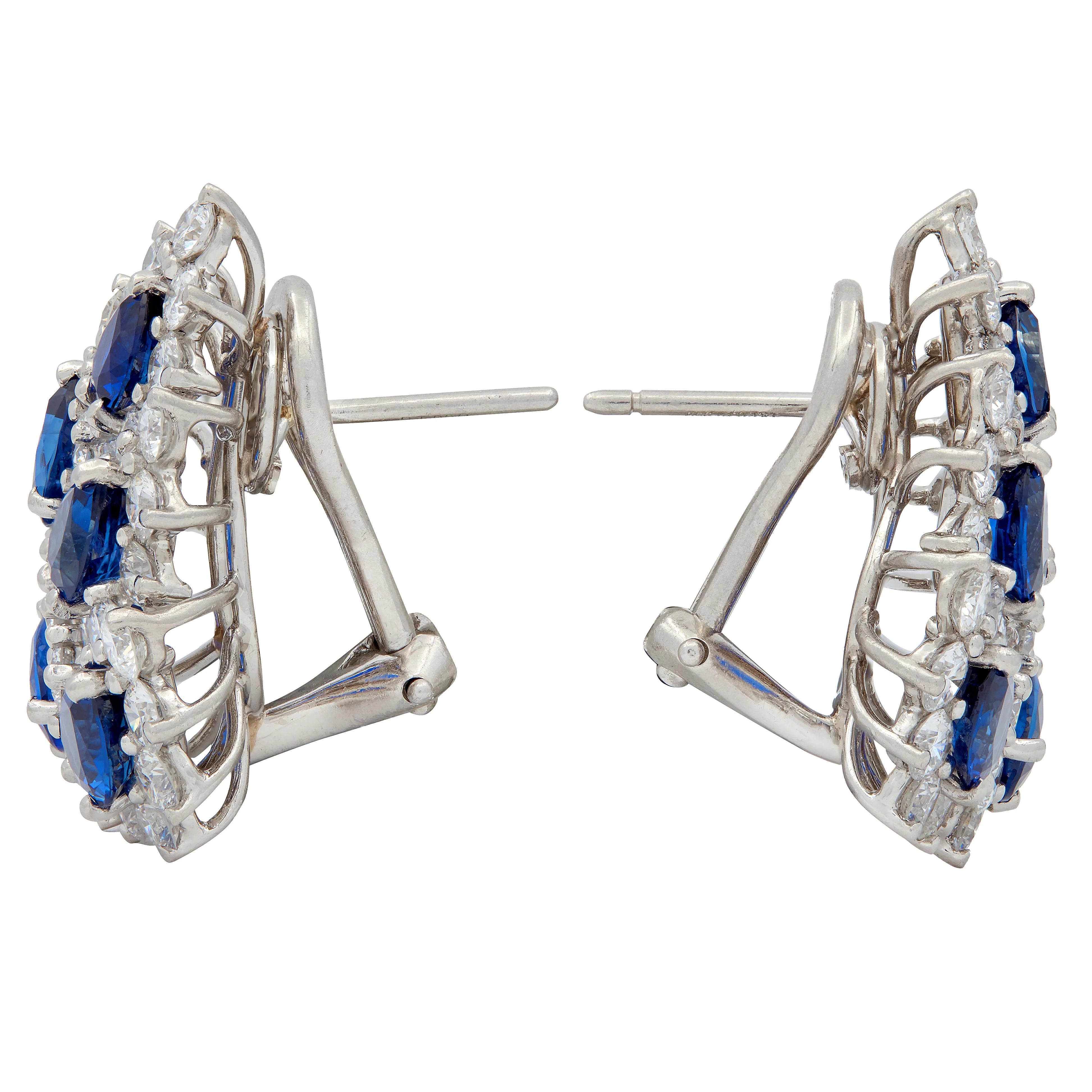 Tiffany & Co. 8.14 CTW Diamond Sapphire Platinum Vintage Cluster Earrings - Image 3
