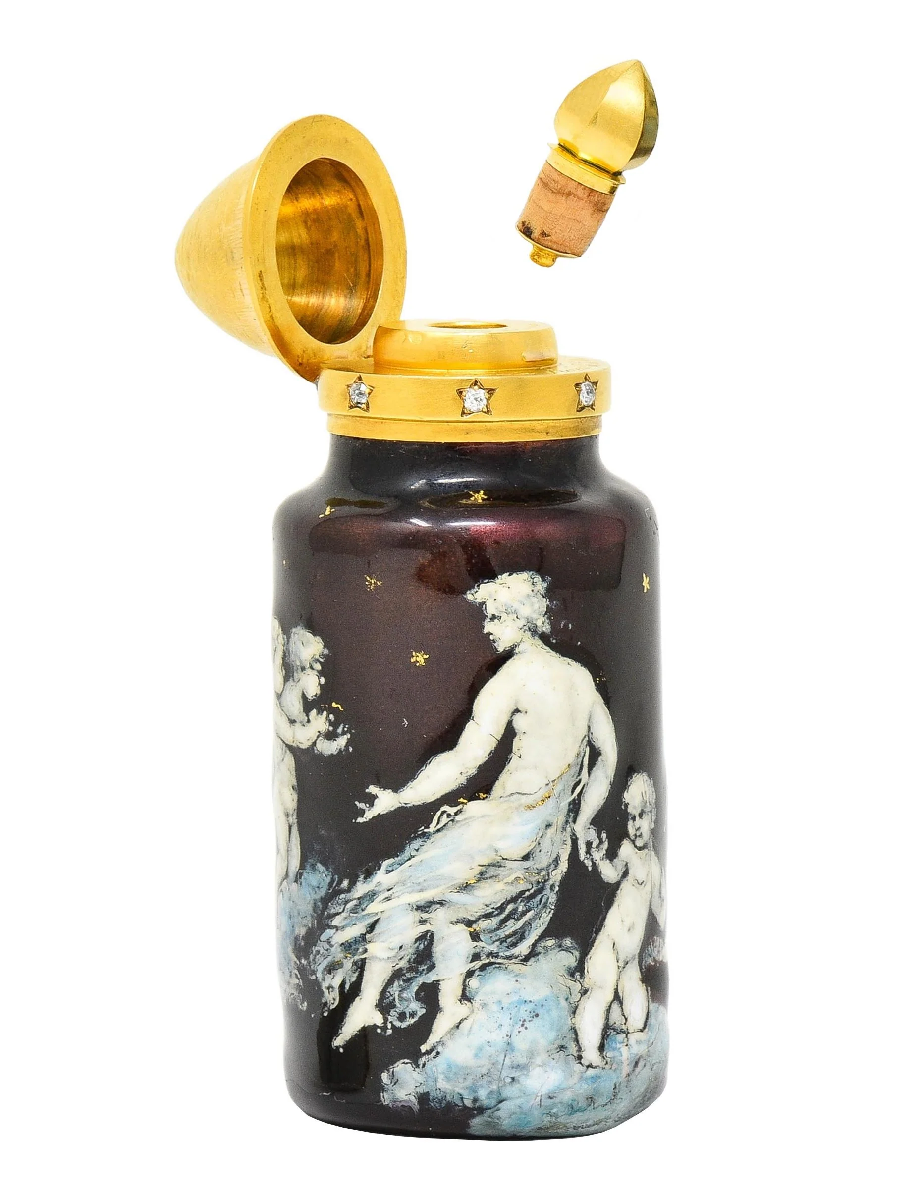 Tiffany & Co. Alfred B. Meyer Victorian Enamel Diamond 18 Karat Gold Antique French Perfume Bottle - Image 3