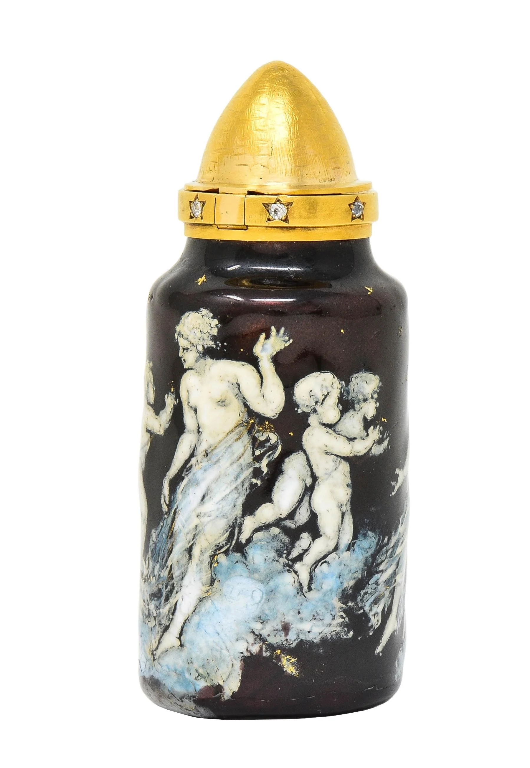 Tiffany & Co. Alfred B. Meyer Victorian Enamel Diamond 18 Karat Gold Antique French Perfume Bottle - Image 4