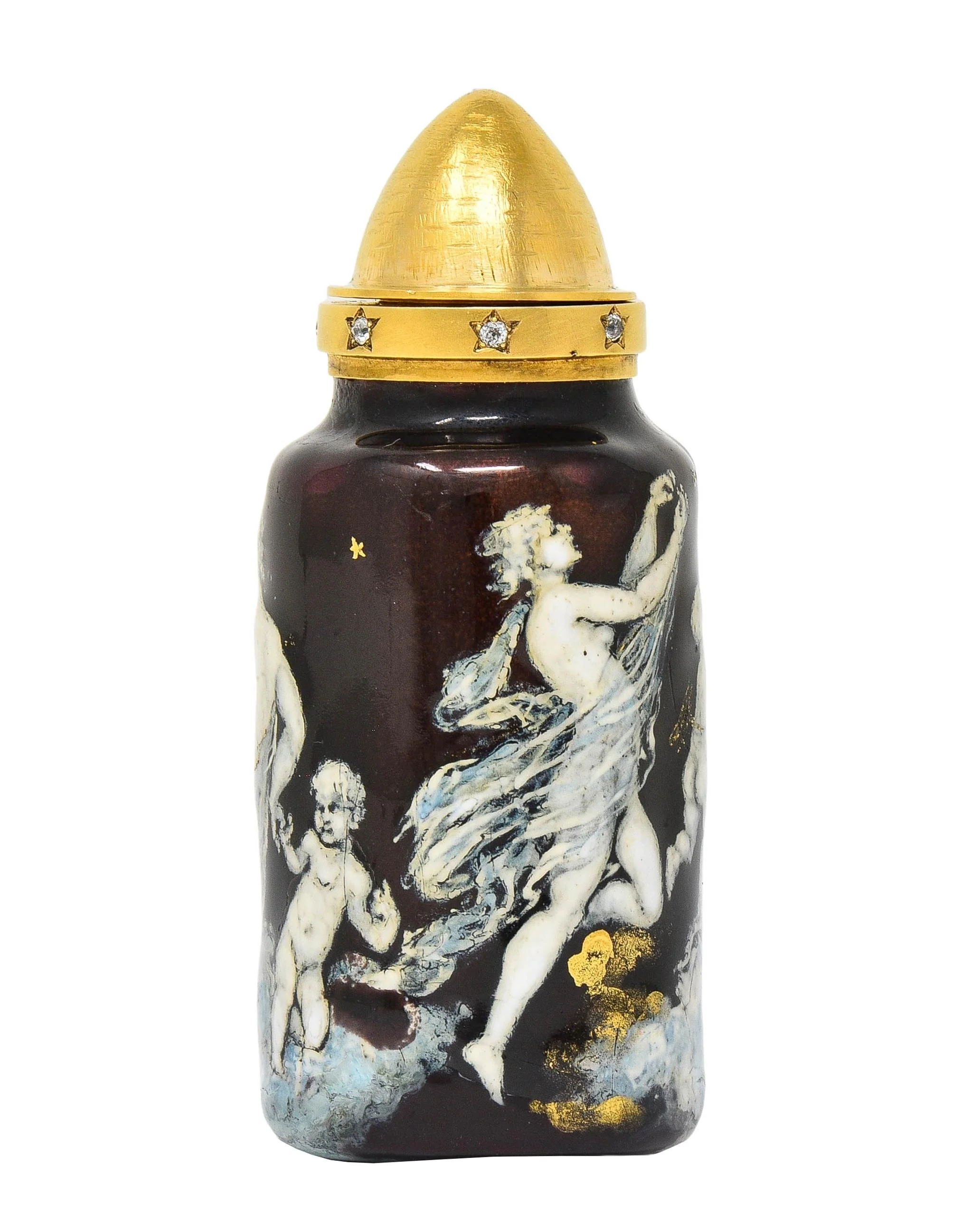 Tiffany & Co. Alfred B. Meyer Victorian Enamel Diamond 18 Karat Gold Antique French Perfume Bottle - Image 5