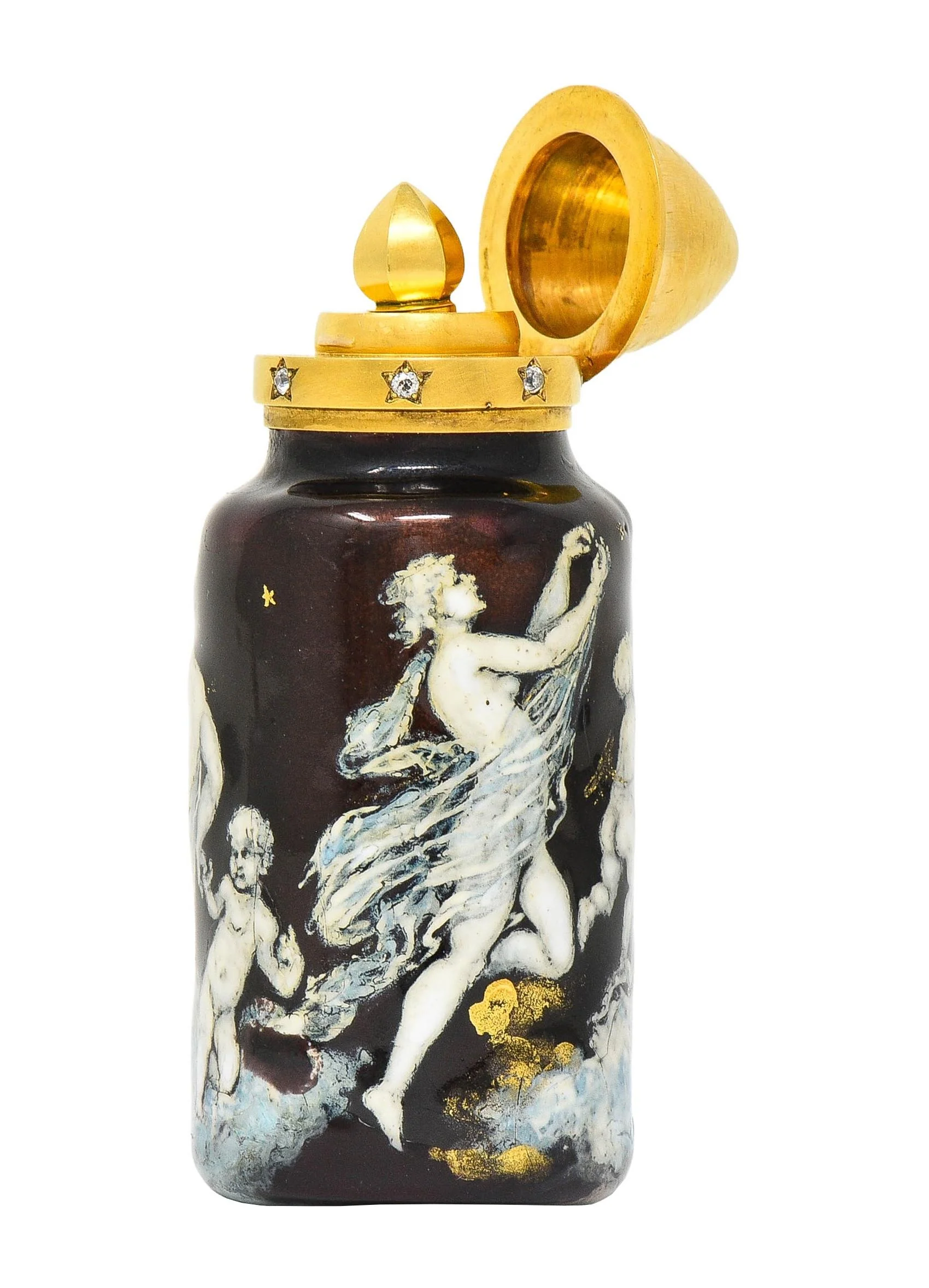 Tiffany & Co. Alfred B. Meyer Victorian Enamel Diamond 18 Karat Gold Antique French Perfume Bottle - Image 9