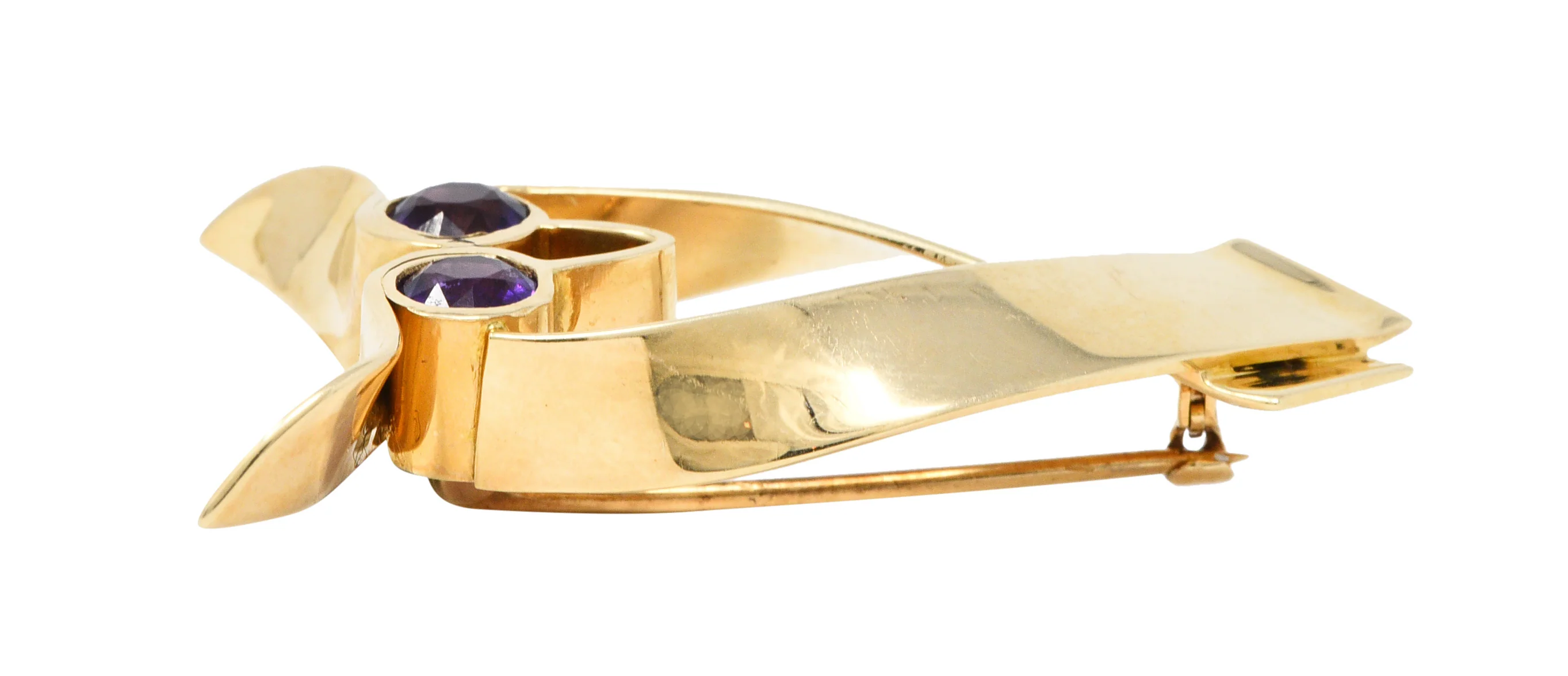 Tiffany & Co. Amethyst 14 Karat Gold Owl Brooch - Image 7