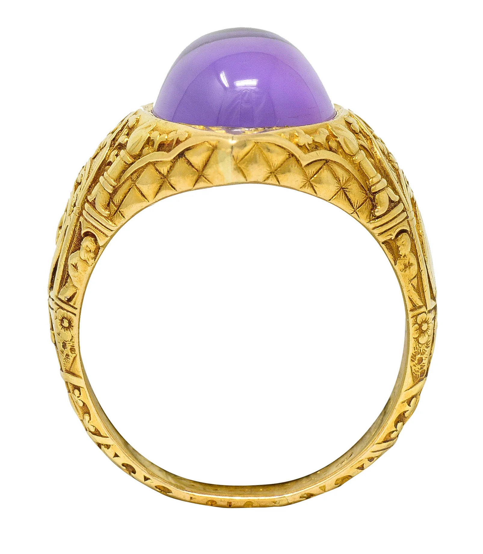 Tiffany & Co. Amethyst Cabochon 18 Karat Gold Bishop Ecclesiastical Men’s Antique Ring - Image 11