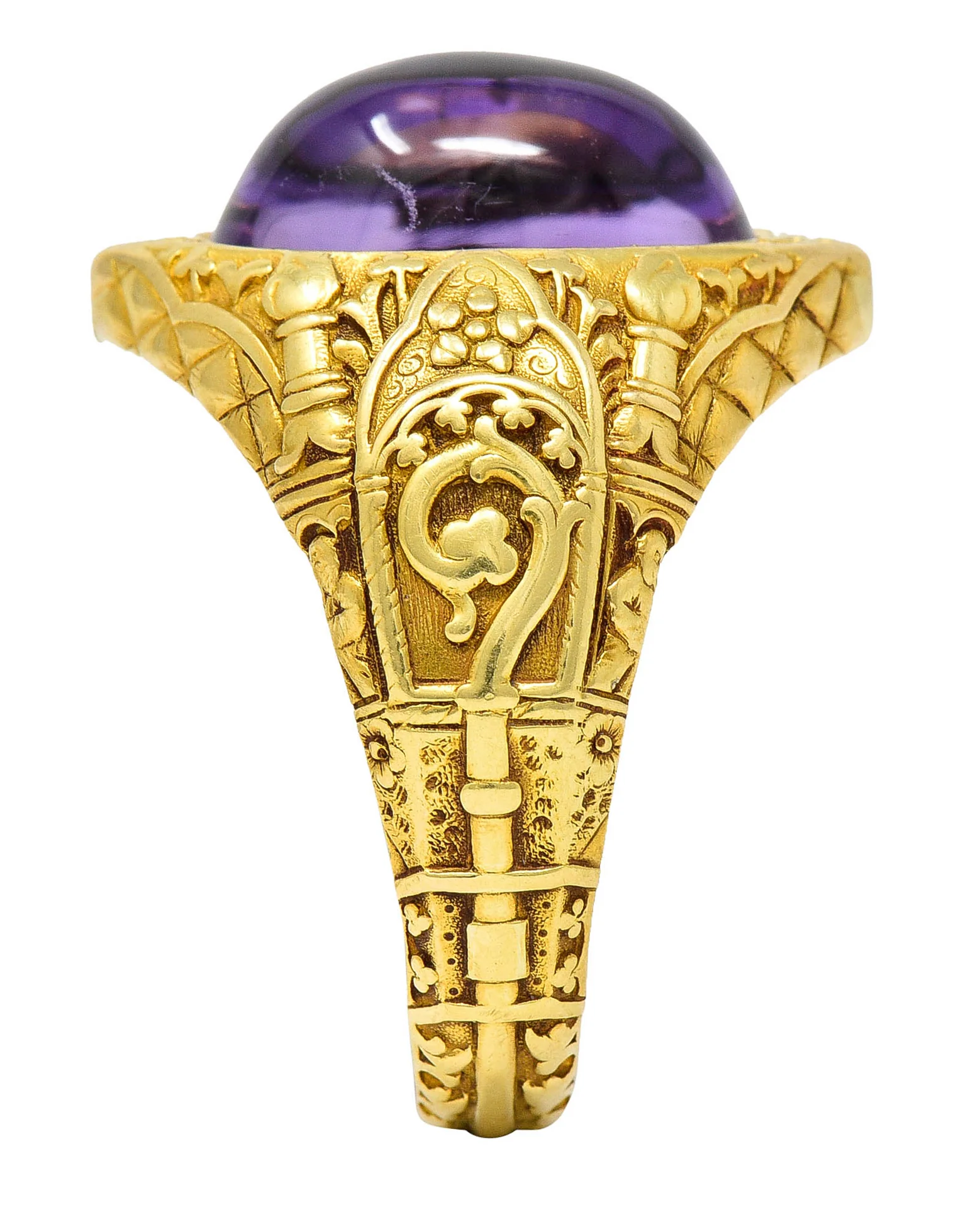 Tiffany & Co. Amethyst Cabochon 18 Karat Gold Bishop Ecclesiastical Men’s Antique Ring - Image 3