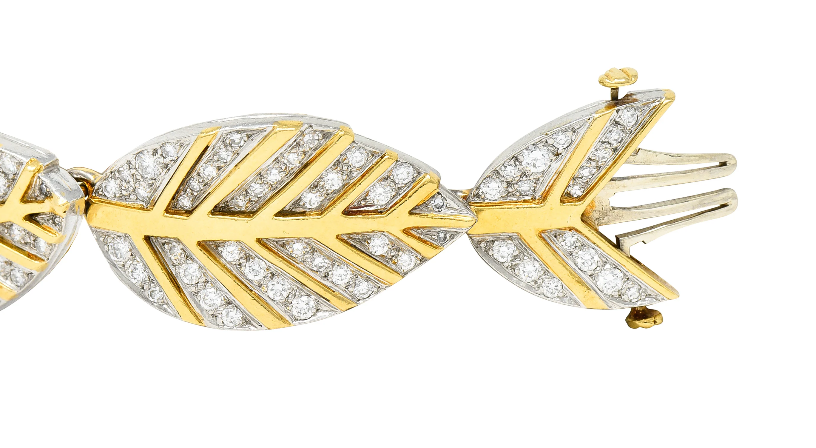 Tiffany & Co. Angela Cummings Diamond 18 Karat Gold Platinum Leaf Link Bracelet - Image 5